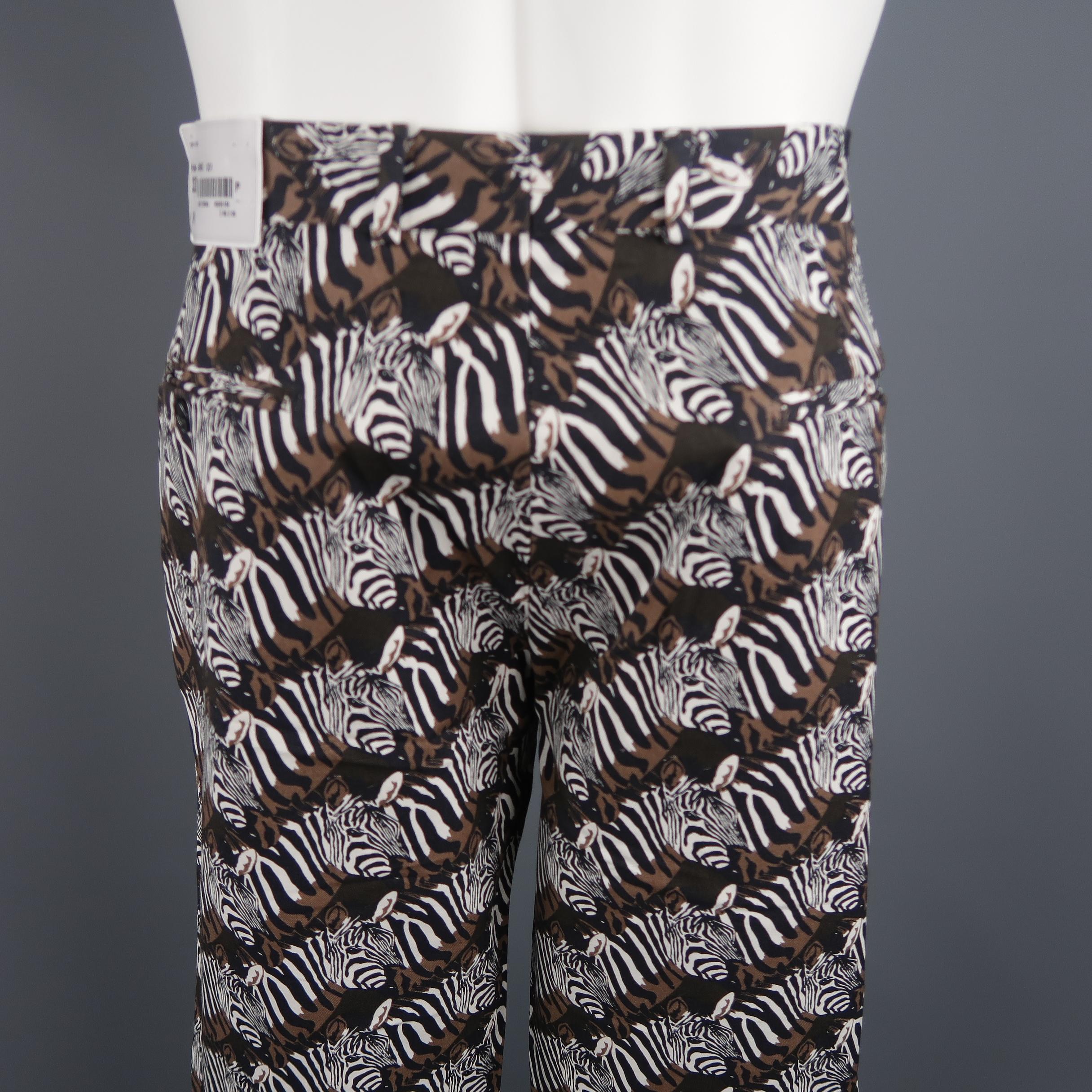 Men's  Gitman Vintage Brown Zebras Graphic Print Cotton Casual Pants
