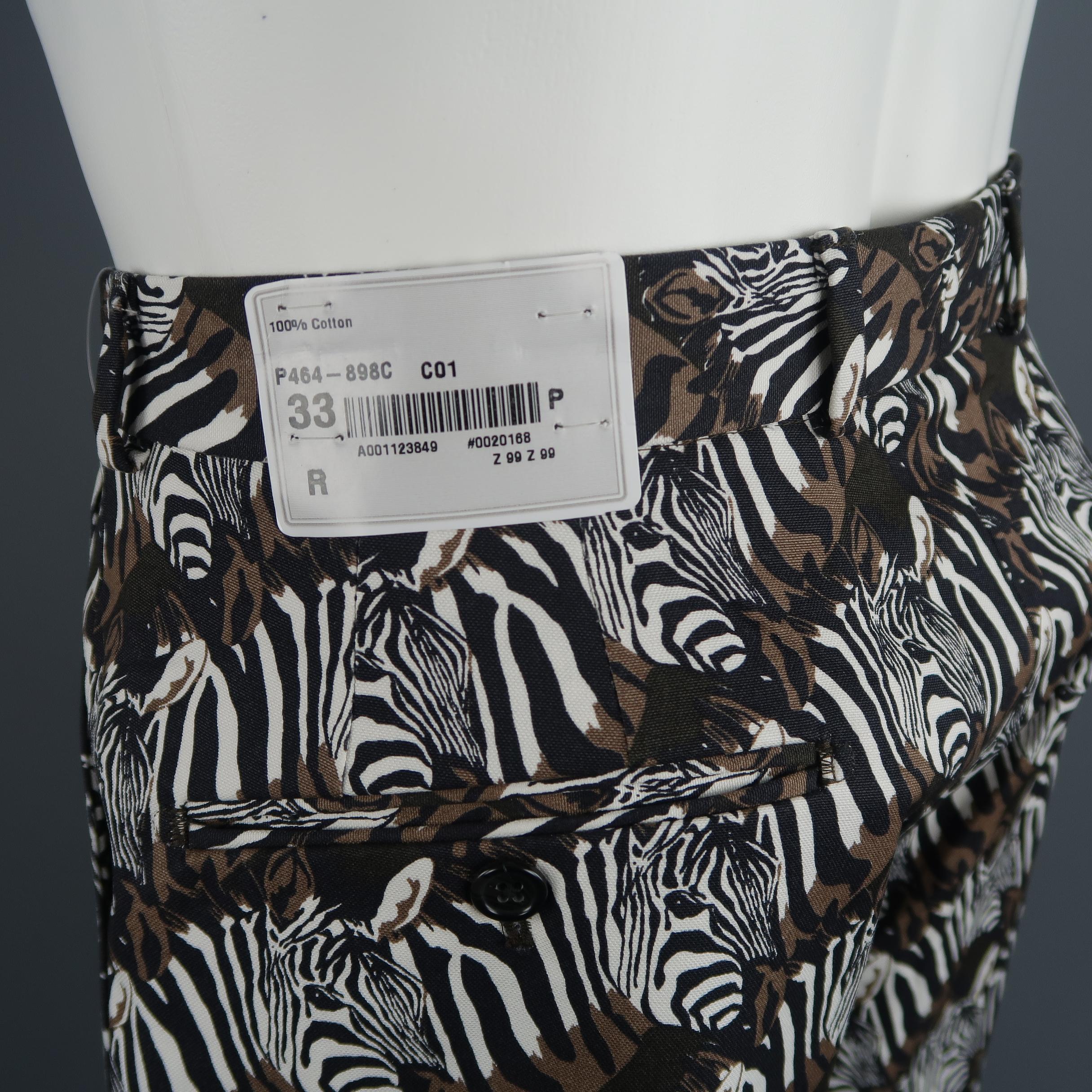  Gitman Vintage Brown Zebras Graphic Print Cotton Casual Pants 1