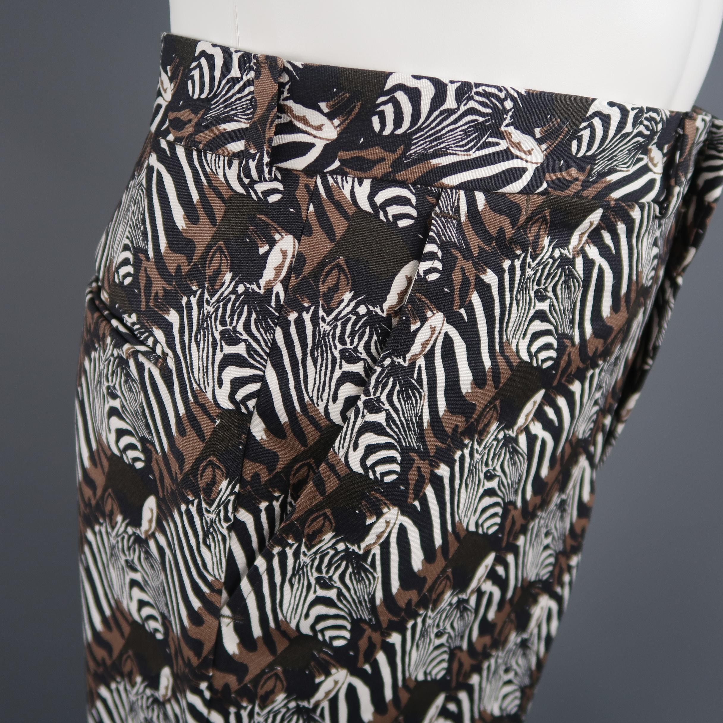  Gitman Vintage Brown Zebras Graphic Print Cotton Casual Pants 2