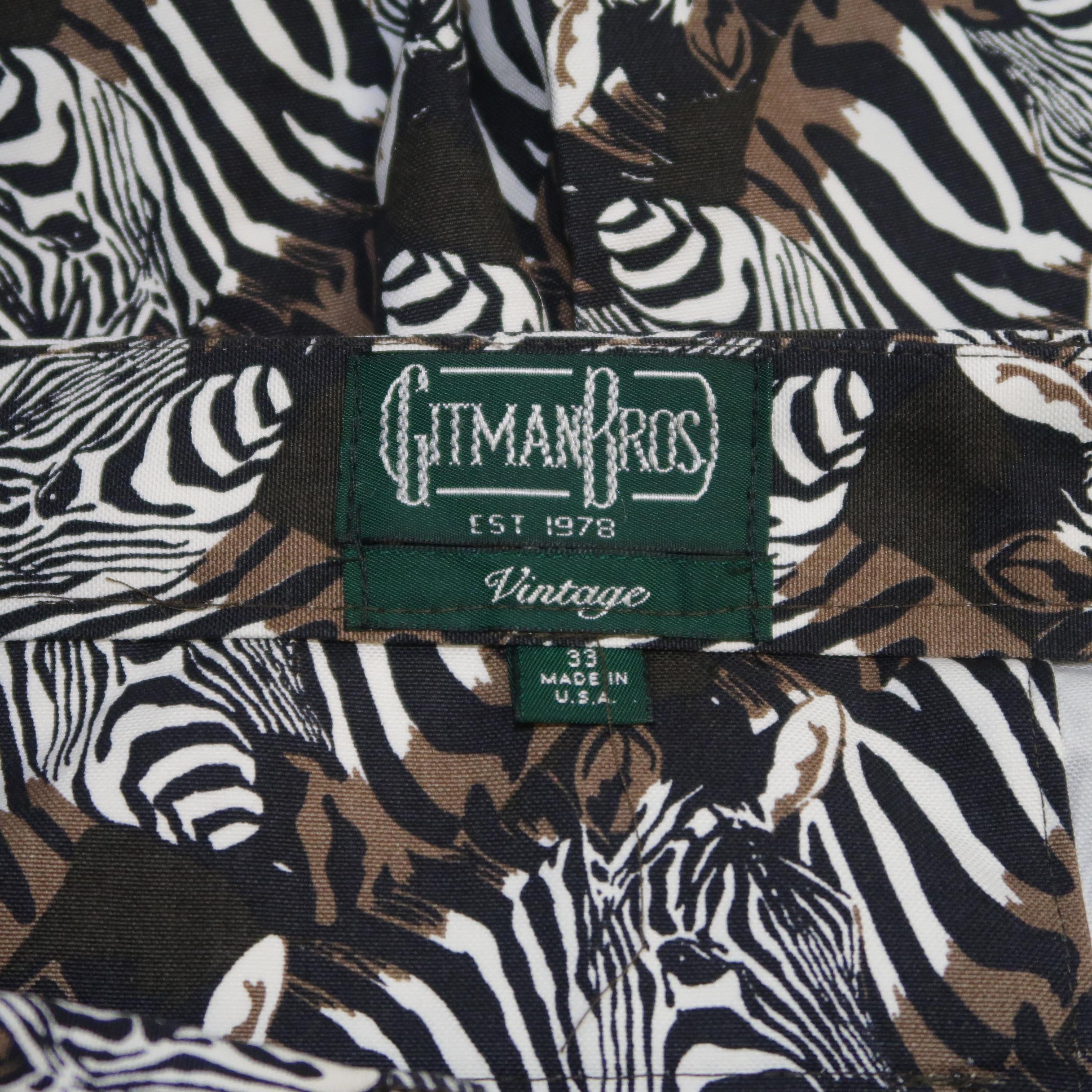  Gitman Vintage Brown Zebras Graphic Print Cotton Casual Pants 3