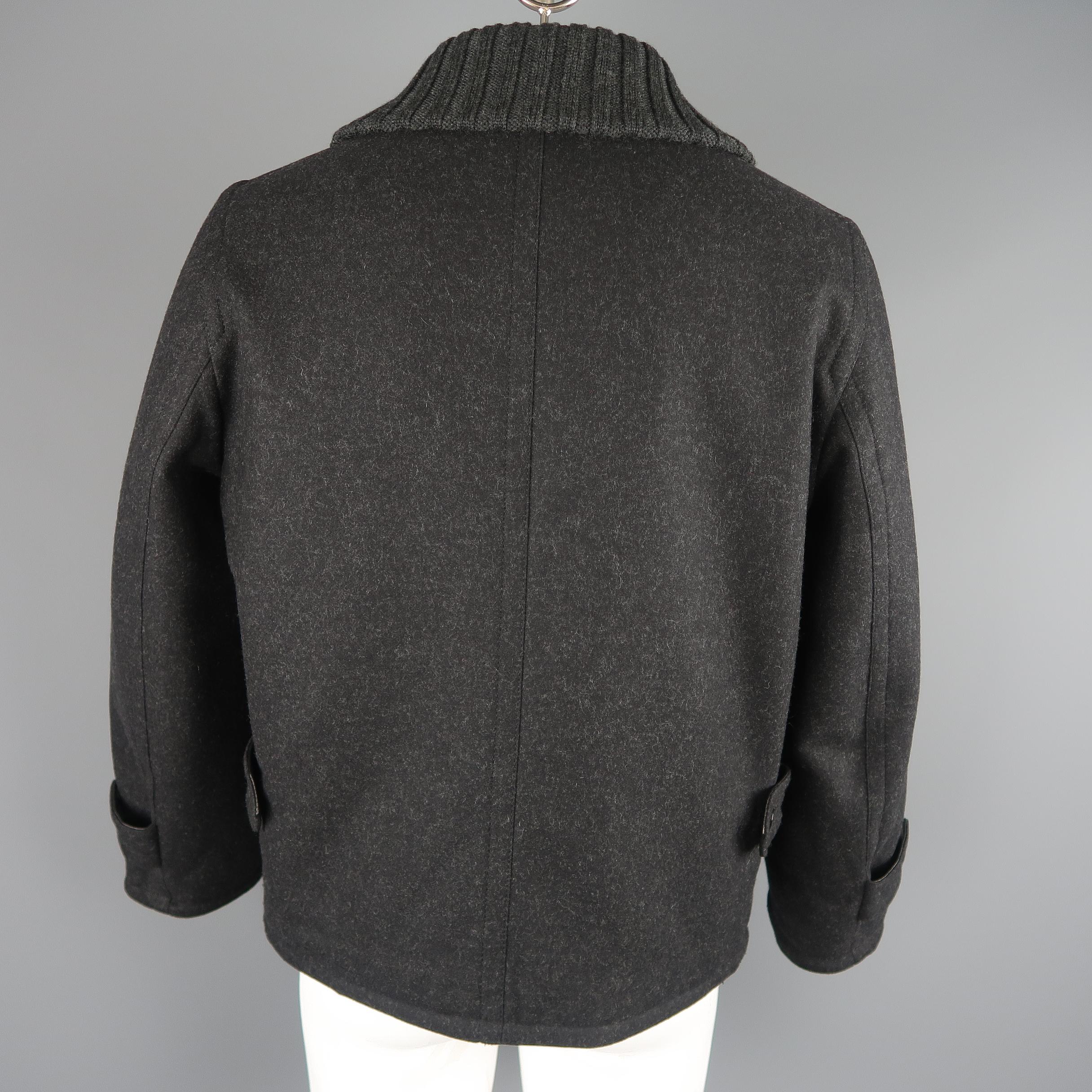 Dolce & Gabbana Charcoal Wool Blend Cable Knit Collar Jacket 2