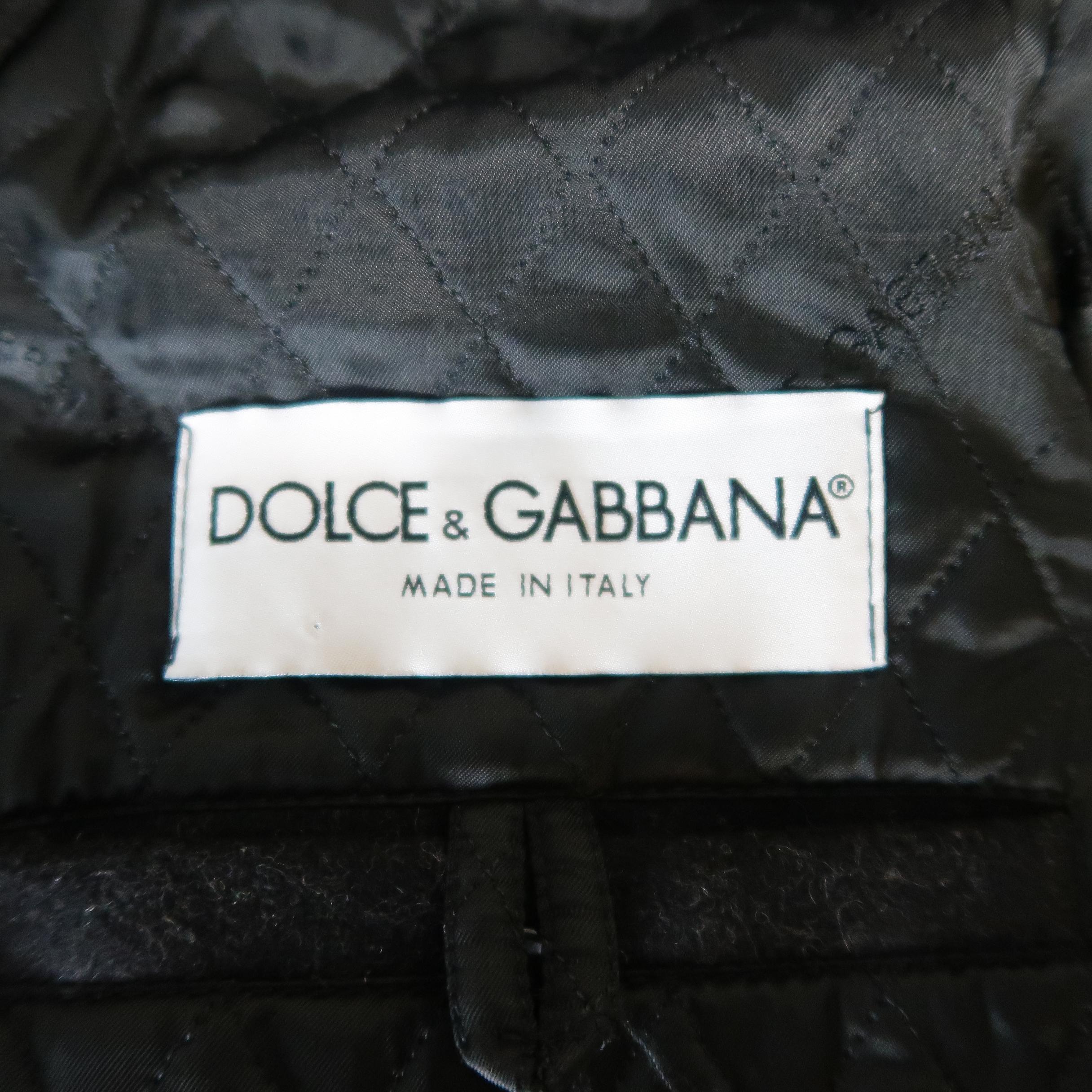 Dolce & Gabbana Charcoal Wool Blend Cable Knit Collar Jacket 3