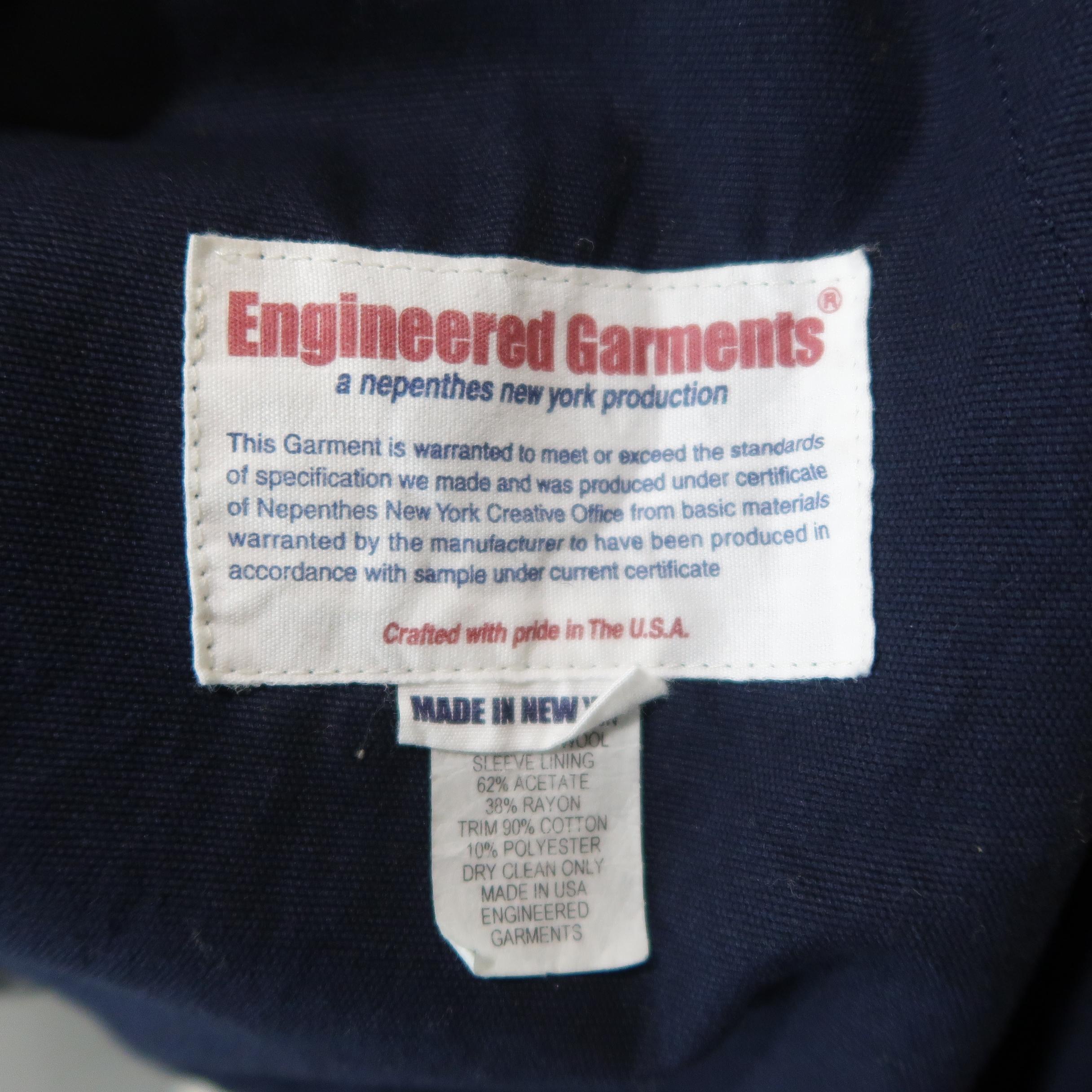 Engineered Garments Navy Canvas Corduroy Collar Coat 8