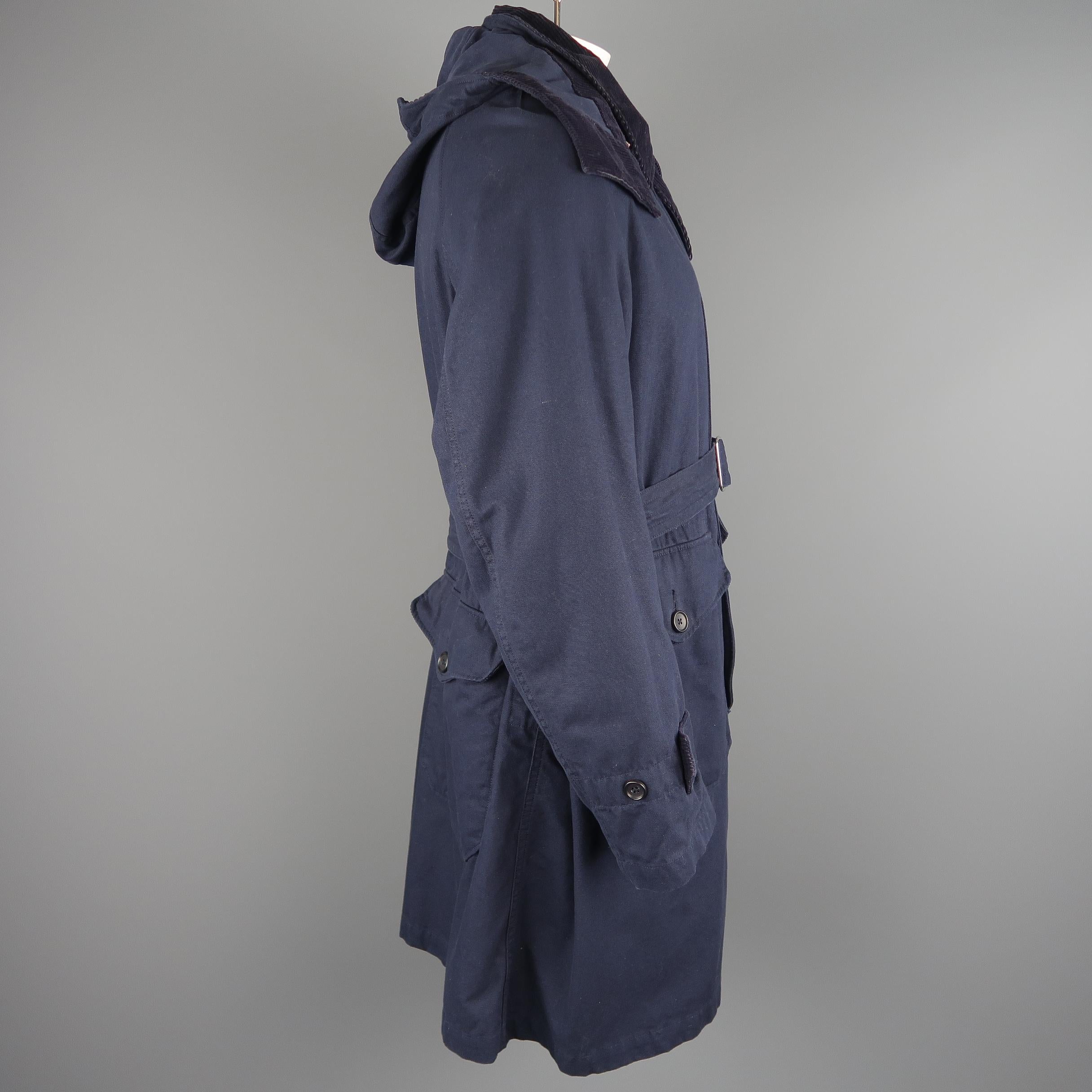 Engineered Garments Navy Canvas Corduroy Collar Coat 3