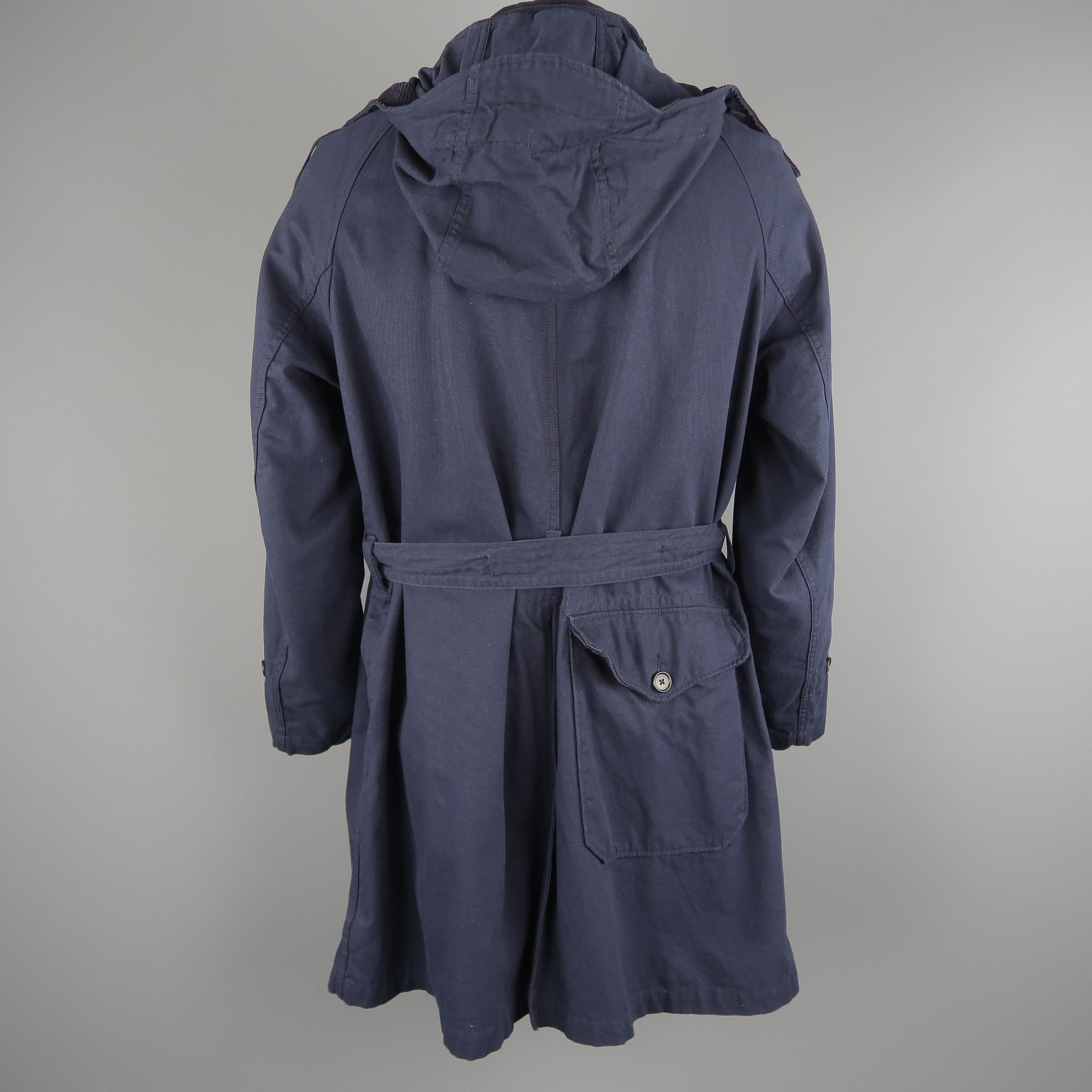 Engineered Garments Navy Canvas Corduroy Collar Coat 5