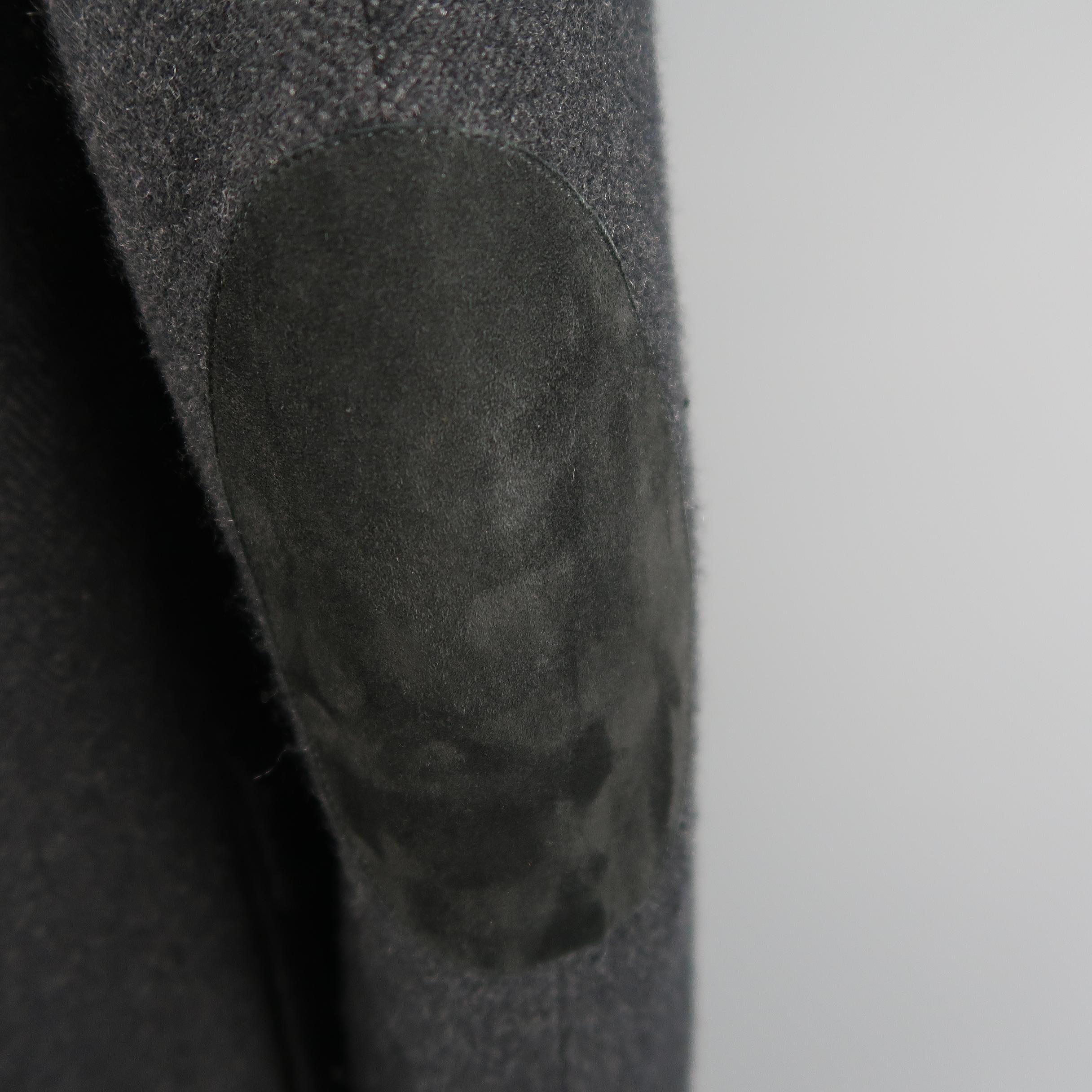 Ralph Lauren Black Herringbone Cashmere Notch Lapel Hooded Sport Coat Jacket 2