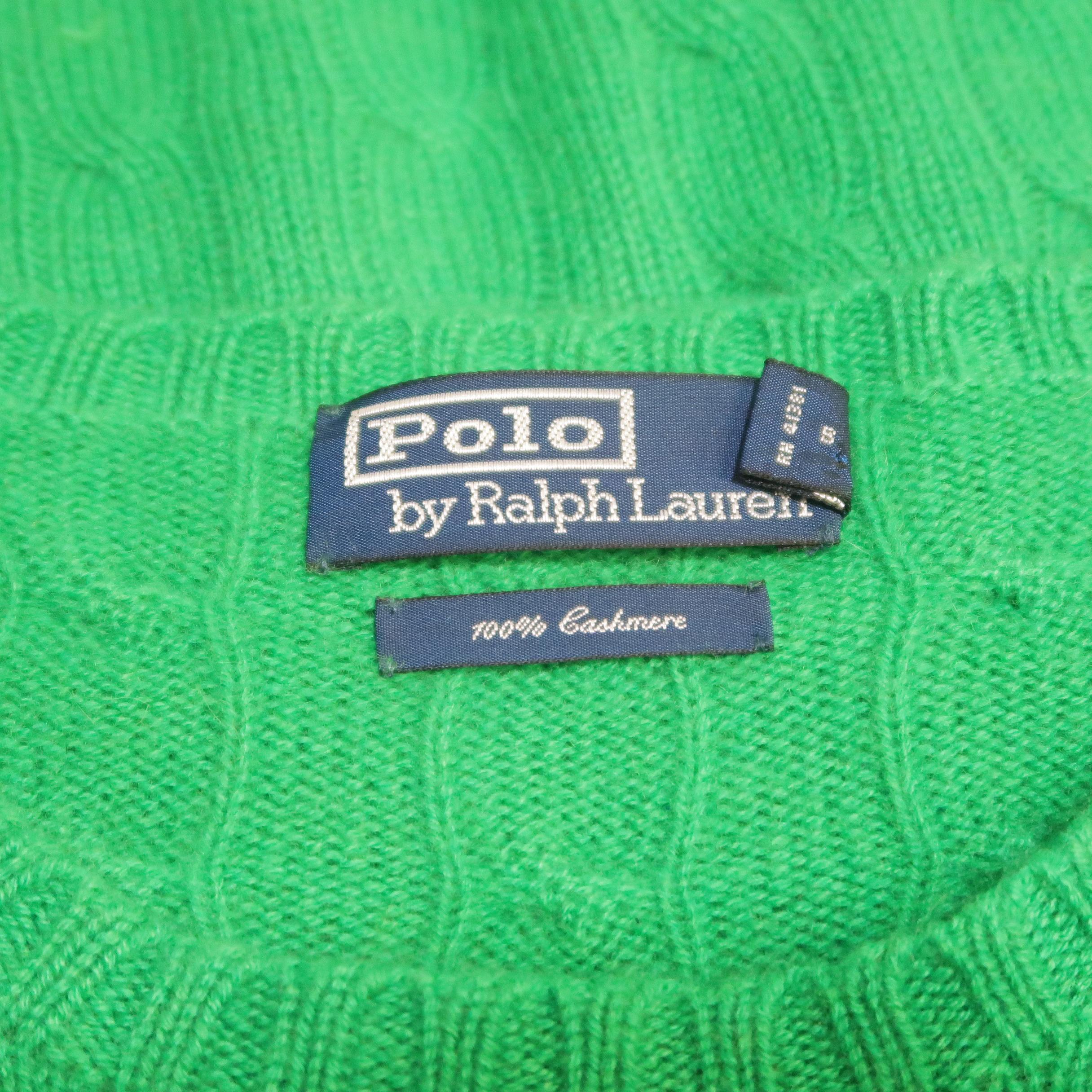 Ralph Lauren Green Cable Knit Cashmere Sweater 1
