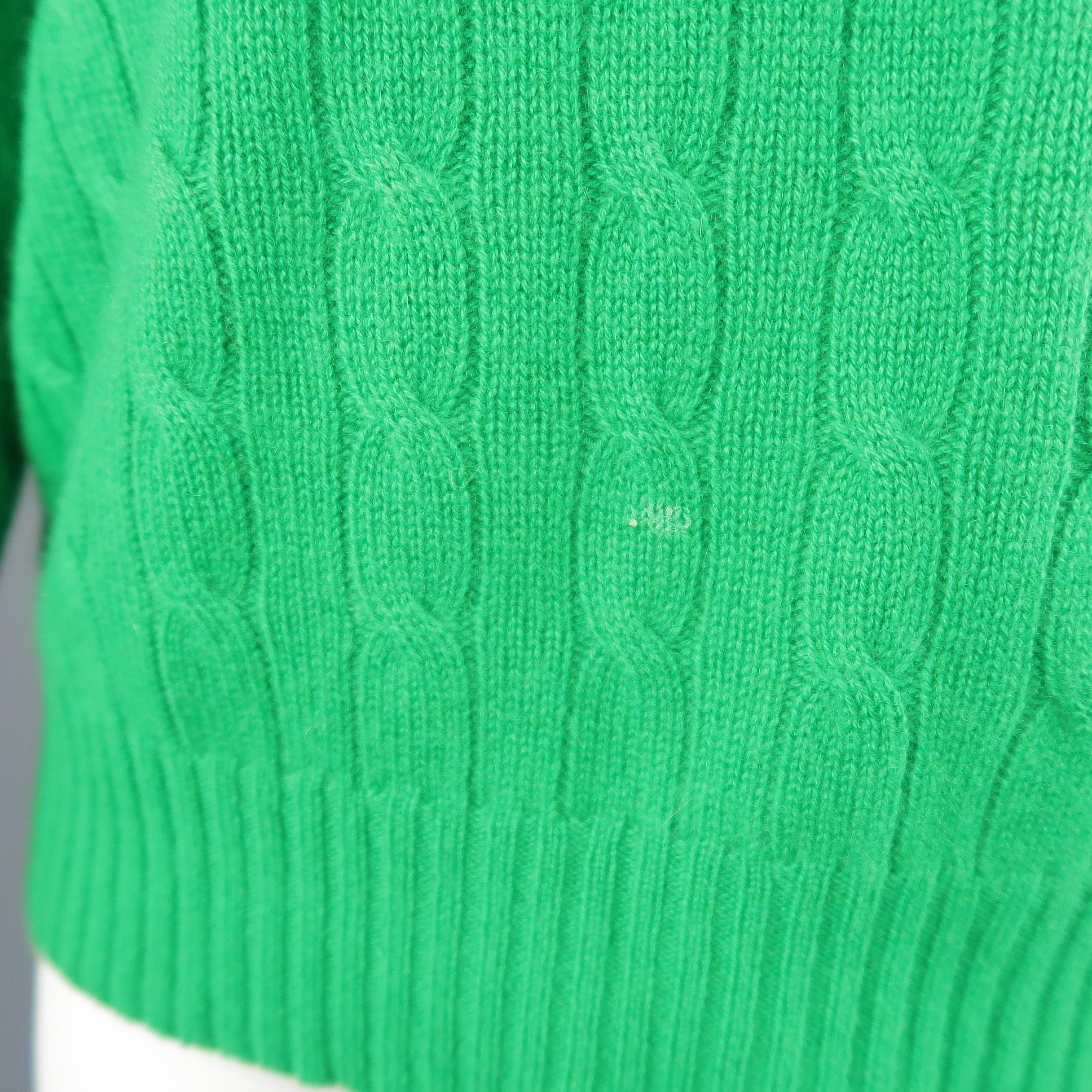 Ralph Lauren Green Cable Knit Cashmere Sweater In Good Condition In San Francisco, CA