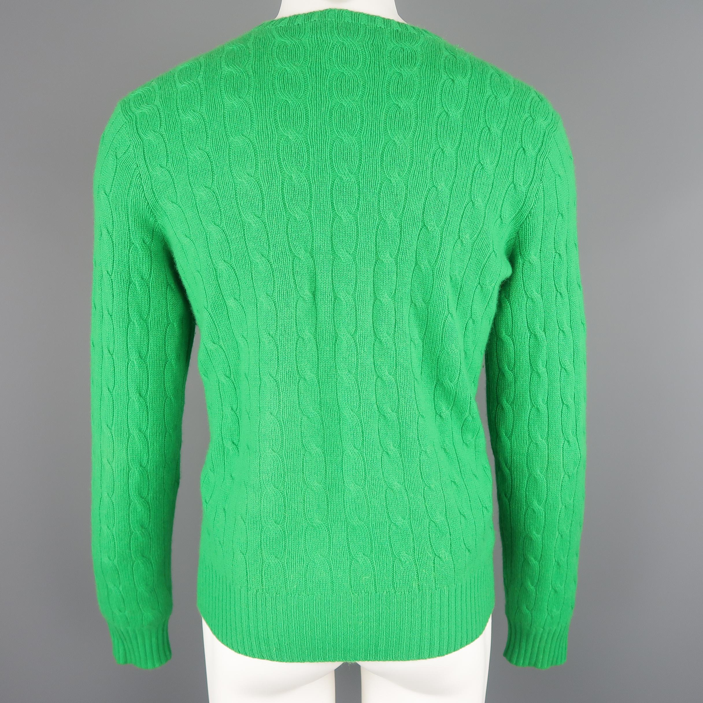 Men's Ralph Lauren Green Cable Knit Cashmere Sweater