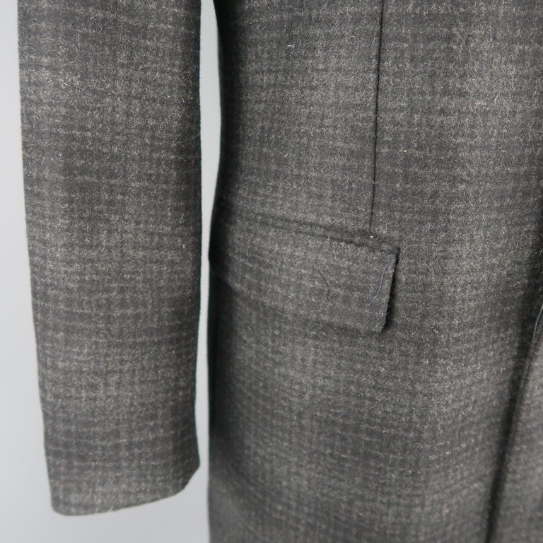 Michael Kors Black and Grey Shadow Plaid Wool Blend Notch Lapel Coat at ...
