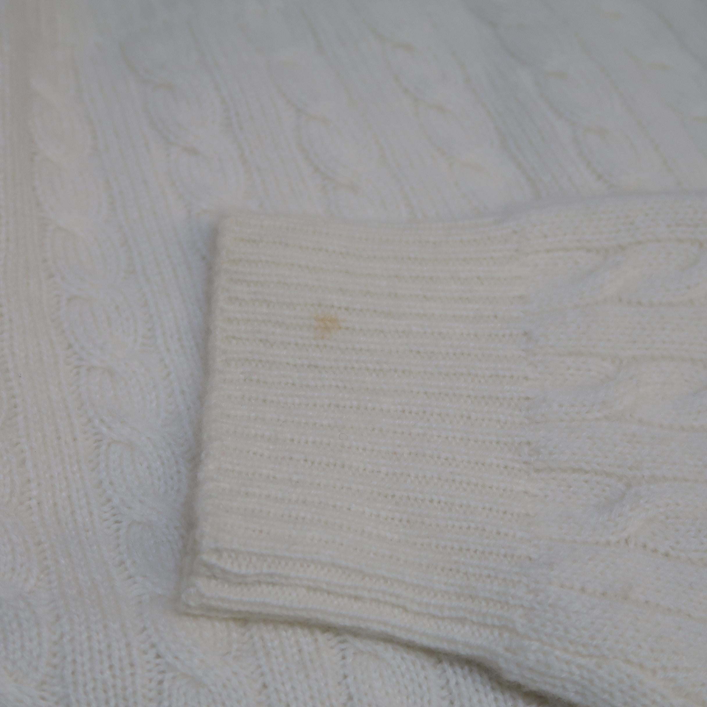 Ralph Lauren Off White Cable Knit Cashmere Sweater 2