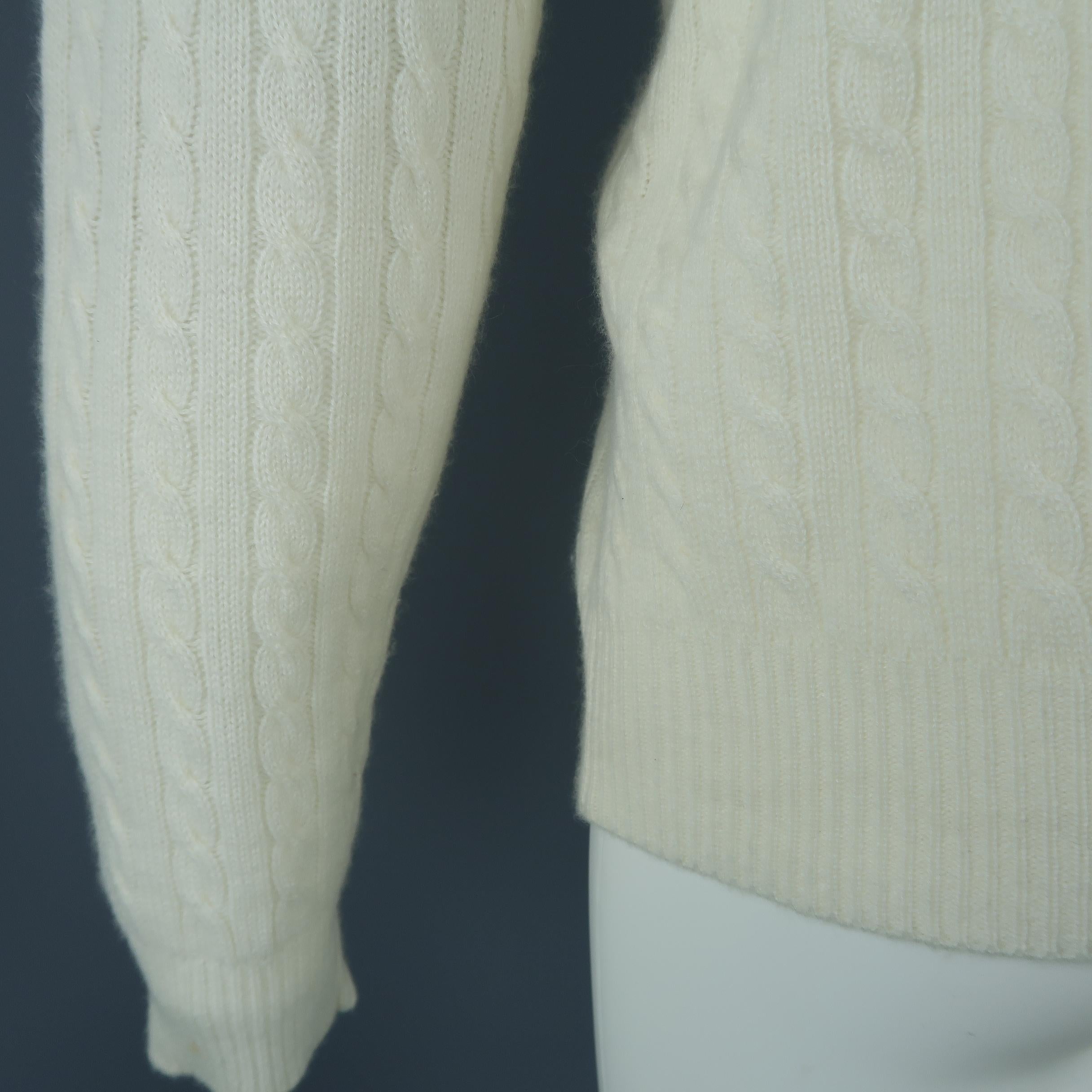Men's Ralph Lauren Off White Cable Knit Cashmere Sweater