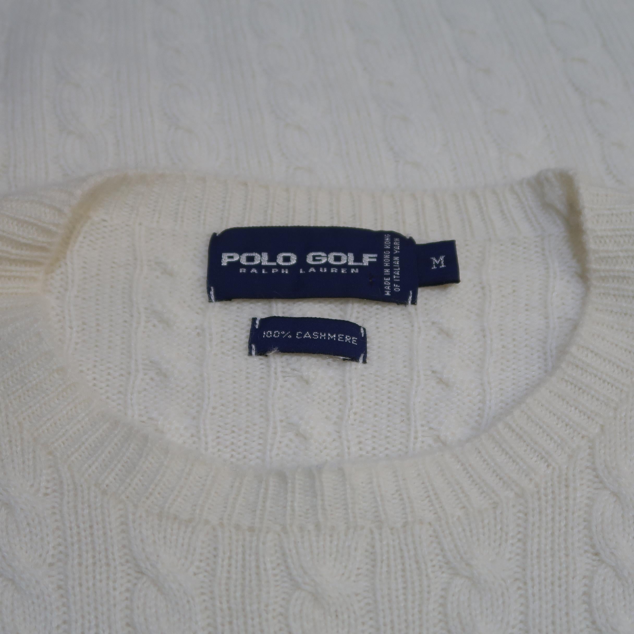 Ralph Lauren Off White Cable Knit Cashmere Sweater 4