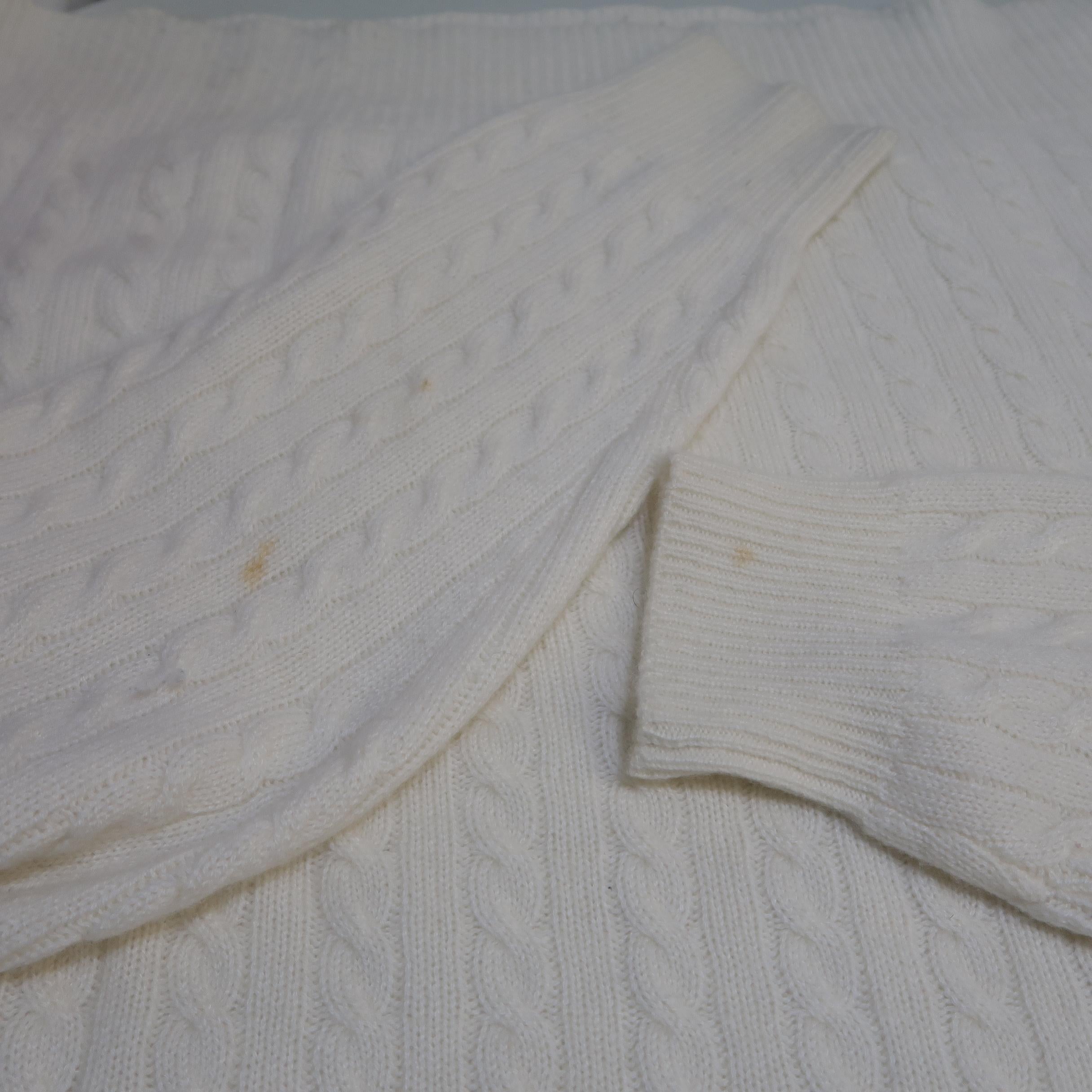 Ralph Lauren Off White Cable Knit Cashmere Sweater 3