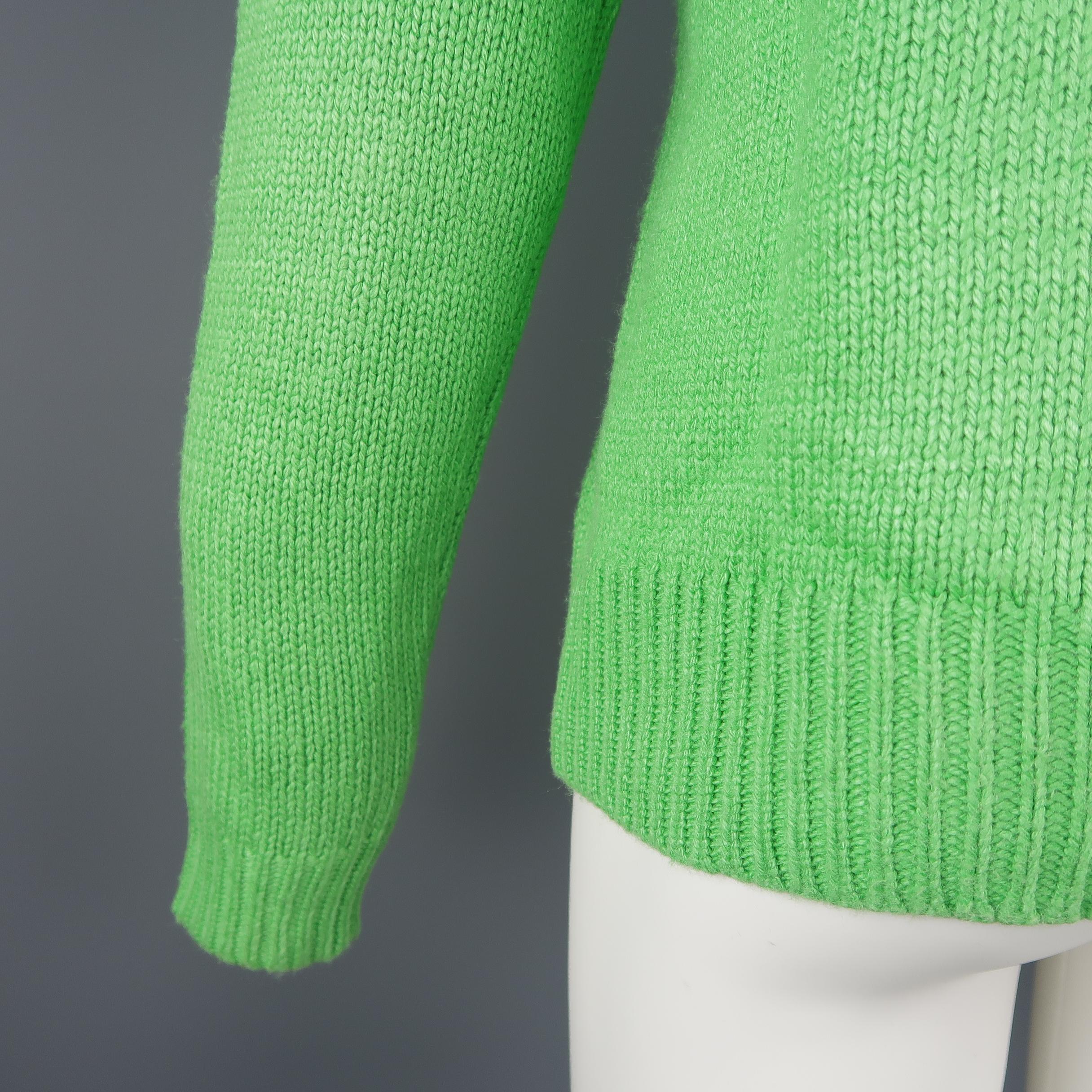 Ralph Lauren Green Knitted Silk Shawl Collar Sweater 1