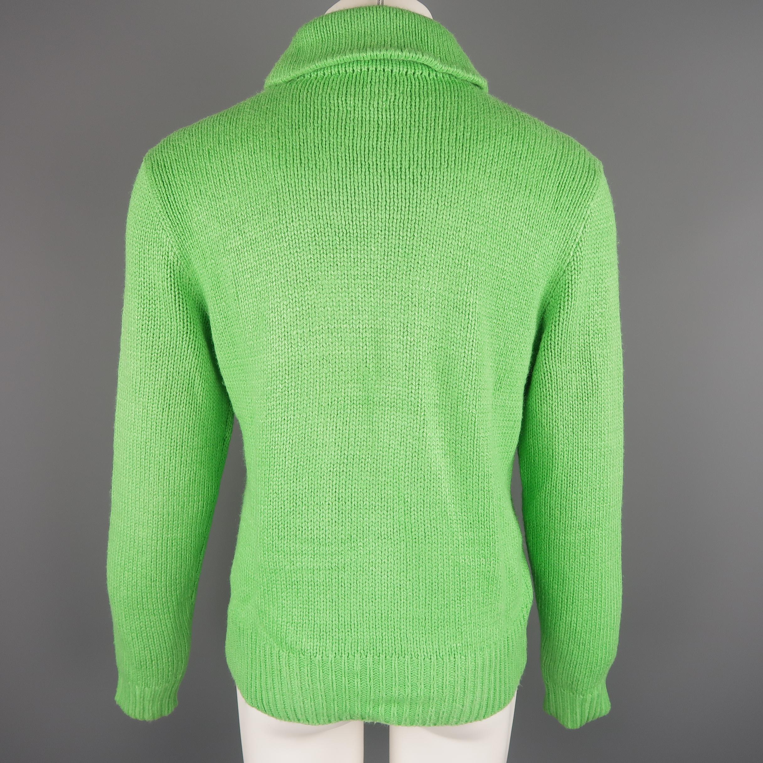 Men's Ralph Lauren Green Knitted Silk Shawl Collar Sweater
