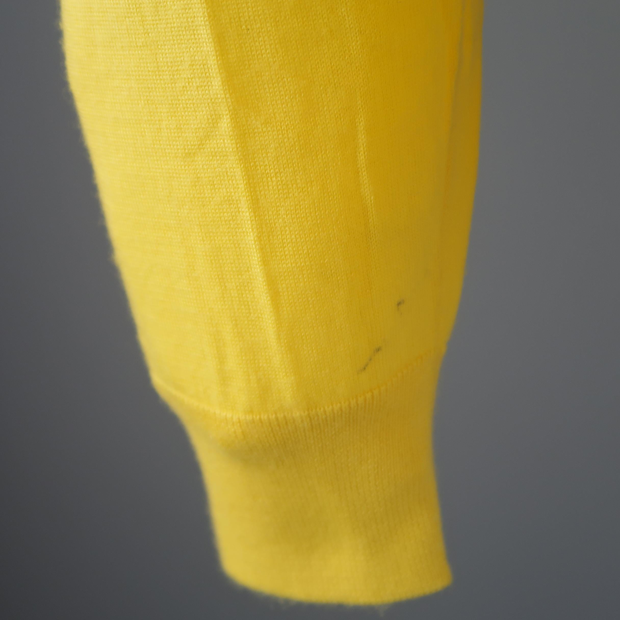 Ralph Lauren Medium Yellow Solid Cashmere V-neck button Cardigan 1