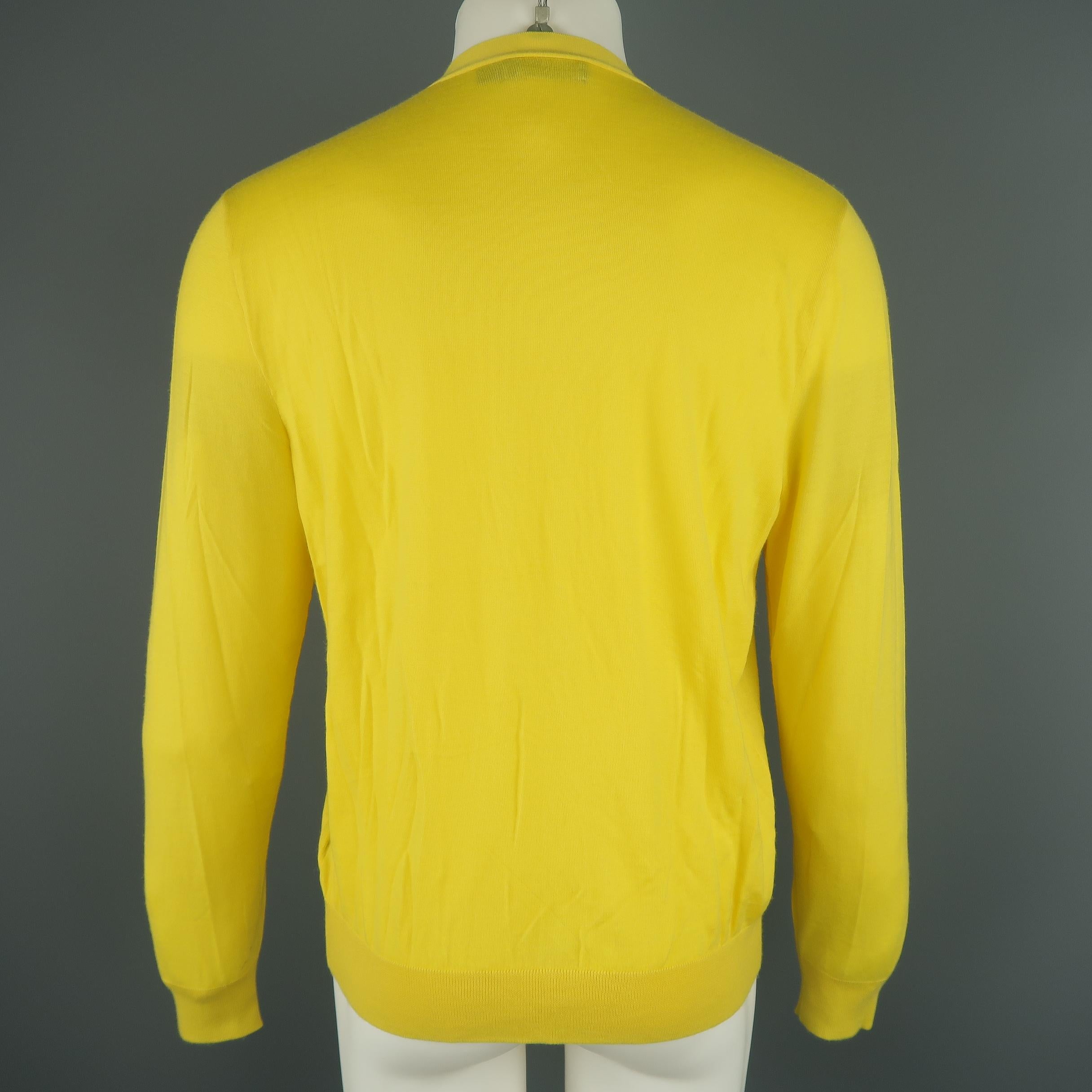 Men's Ralph Lauren Medium Yellow Solid Cashmere V-neck button Cardigan