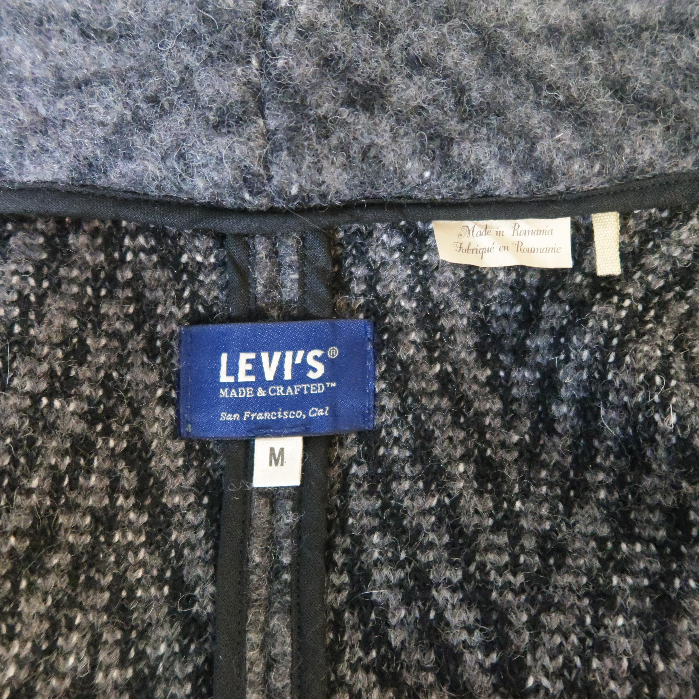  Levi's Made and Crafted Charcoal Gray Chevron Wool Shawl Collar Lapel Coat 2