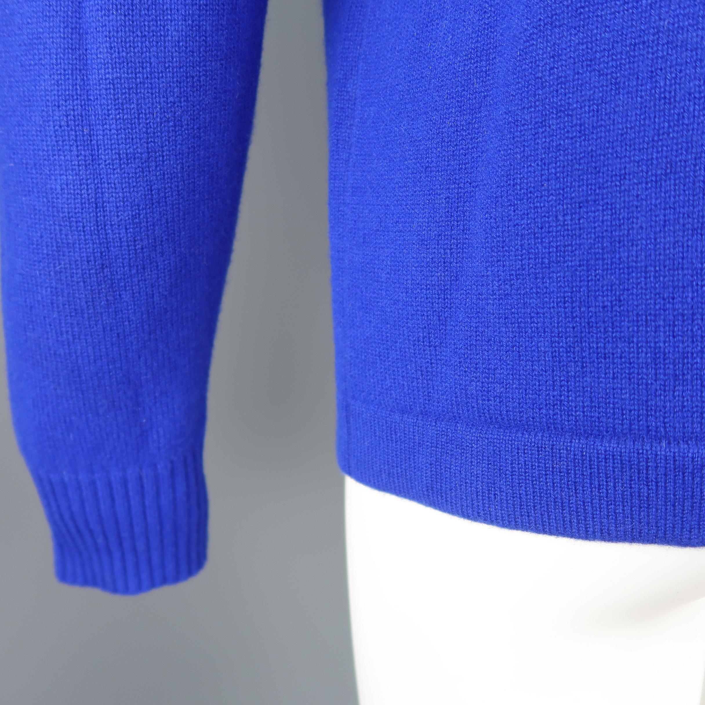 Ralph Lauren Royal Blue Solid Cashmere Button Cardigan In Good Condition In San Francisco, CA