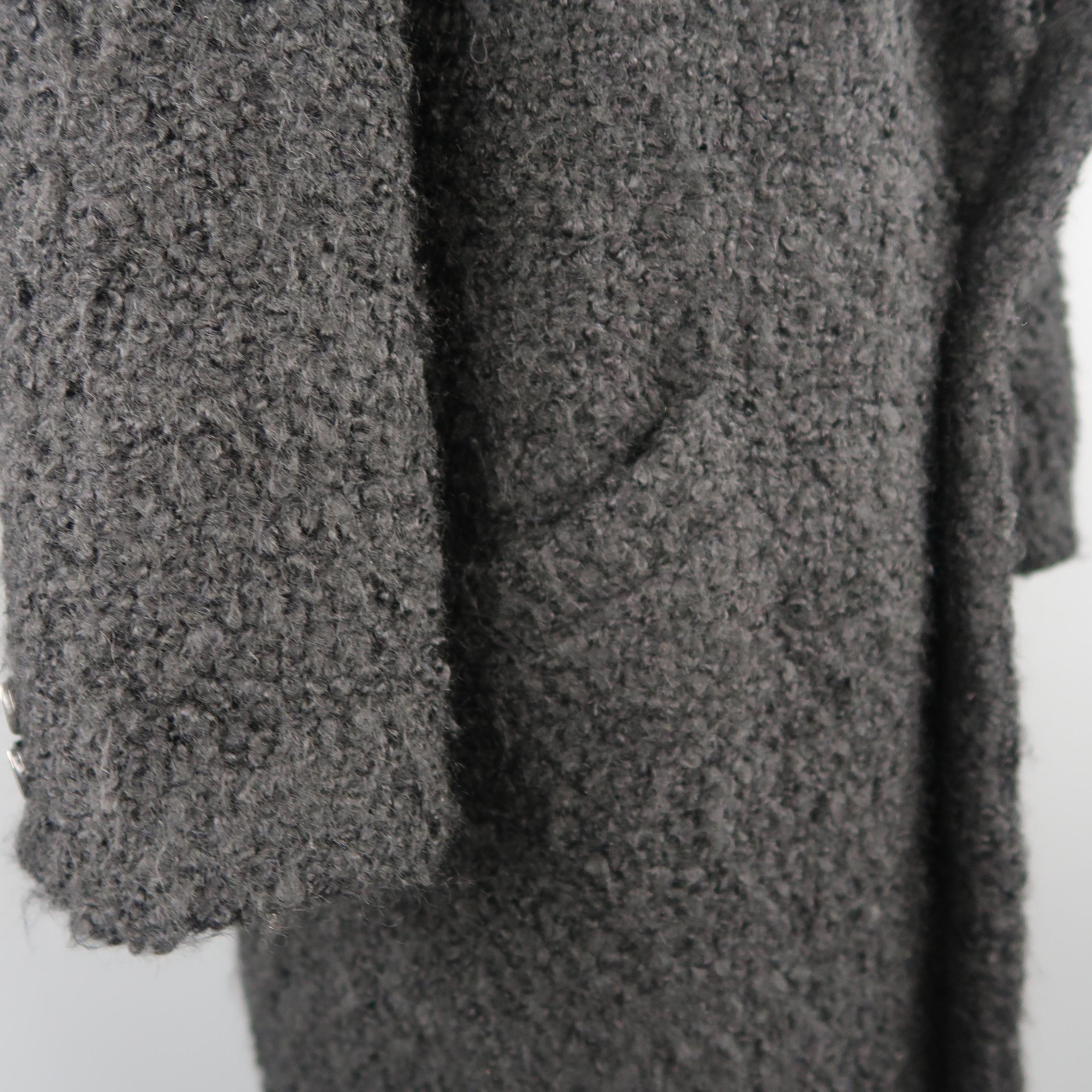 Men's Gianni Versace Black Textured Wool / Mohair Single Button Overcoat