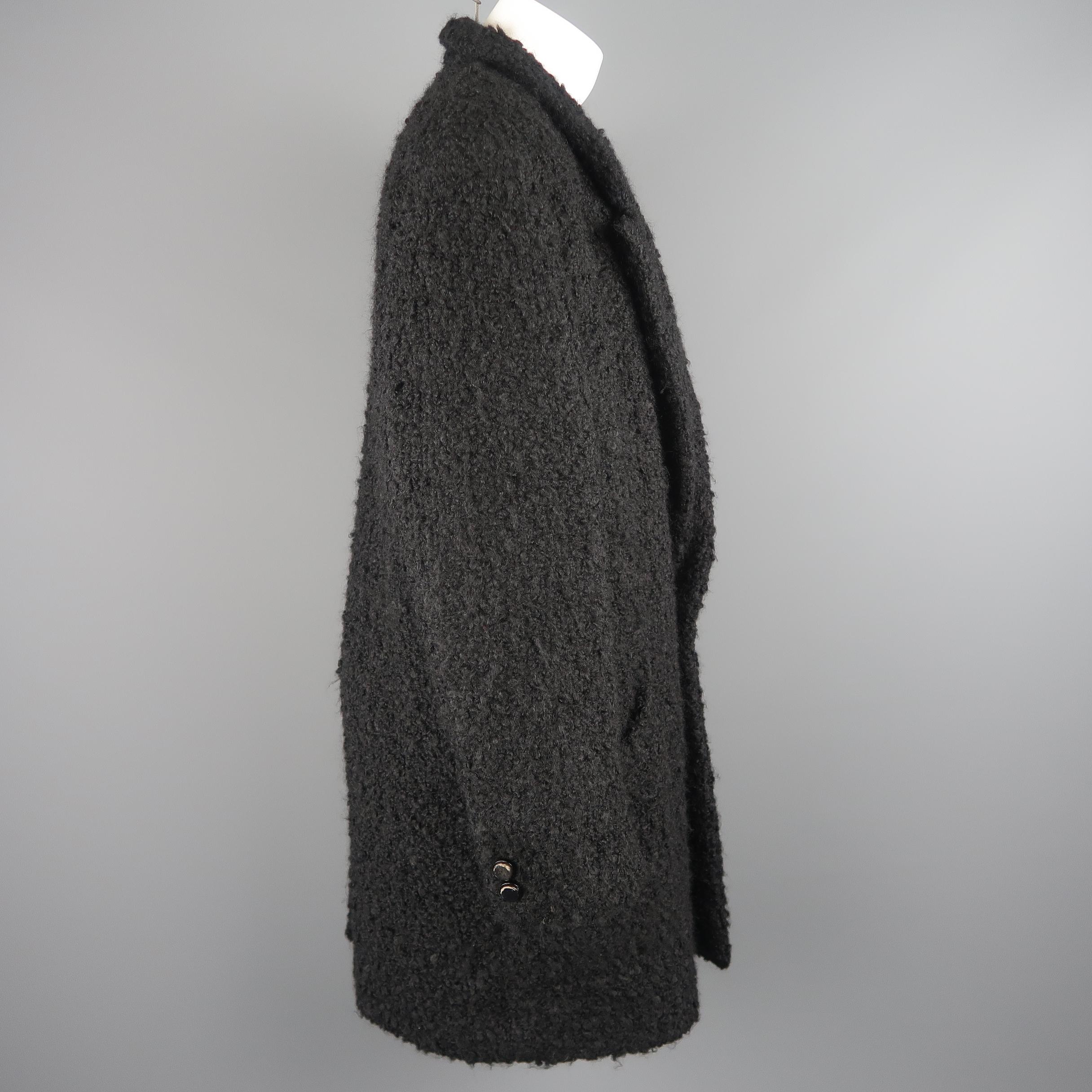 Gianni Versace Black Textured Wool / Mohair Single Button Overcoat 1