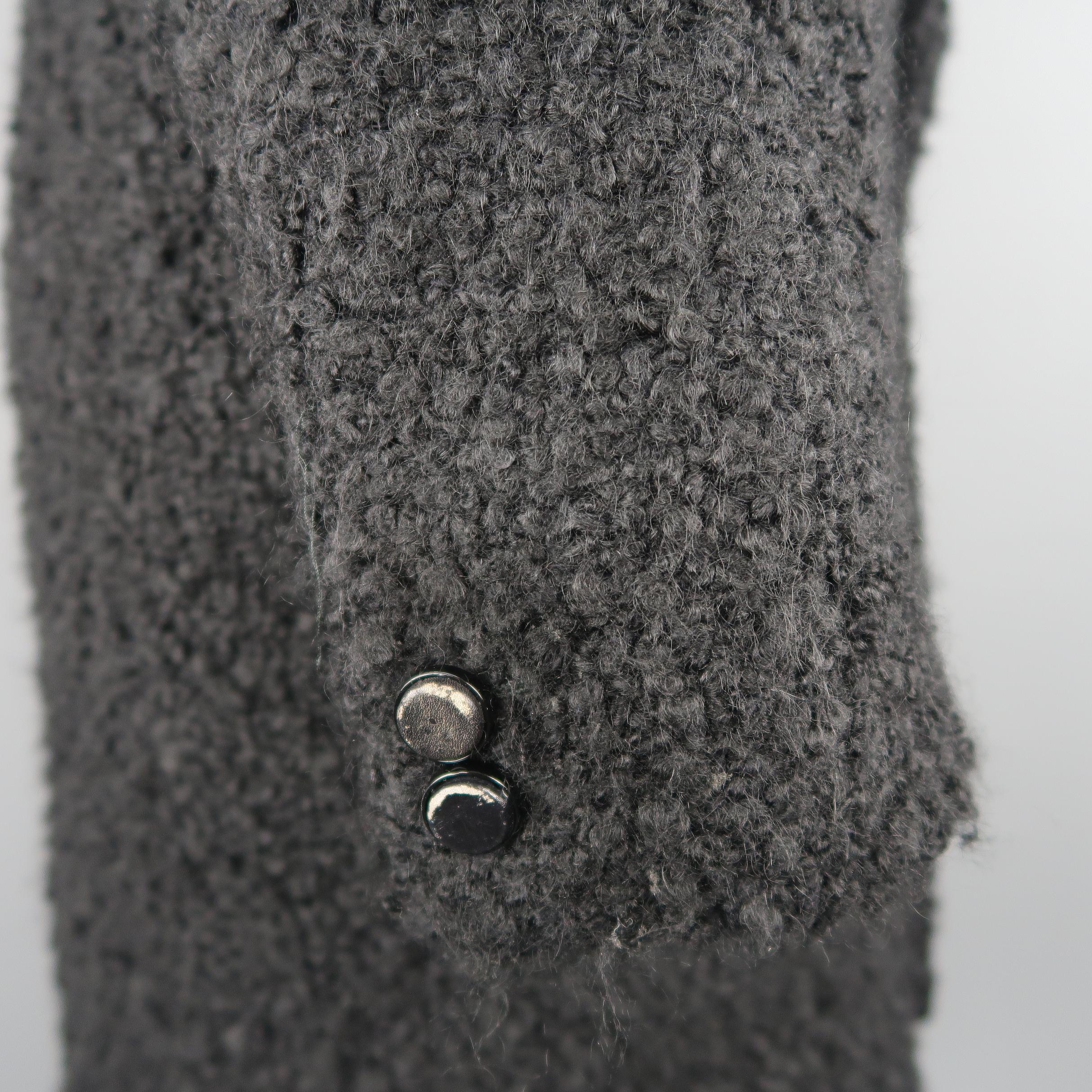 Gianni Versace Black Textured Wool / Mohair Single Button Overcoat 2