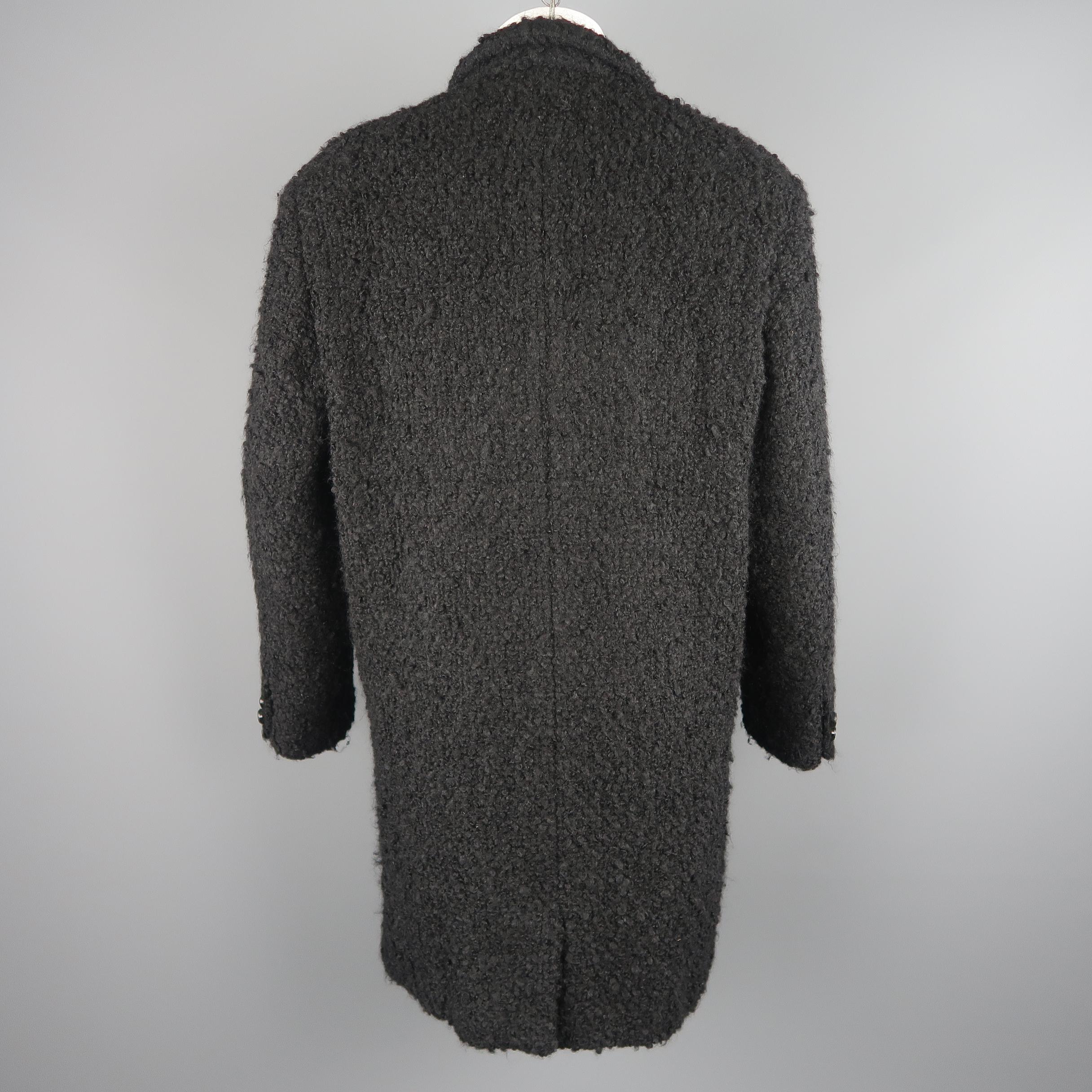 Gianni Versace Black Textured Wool / Mohair Single Button Overcoat 3