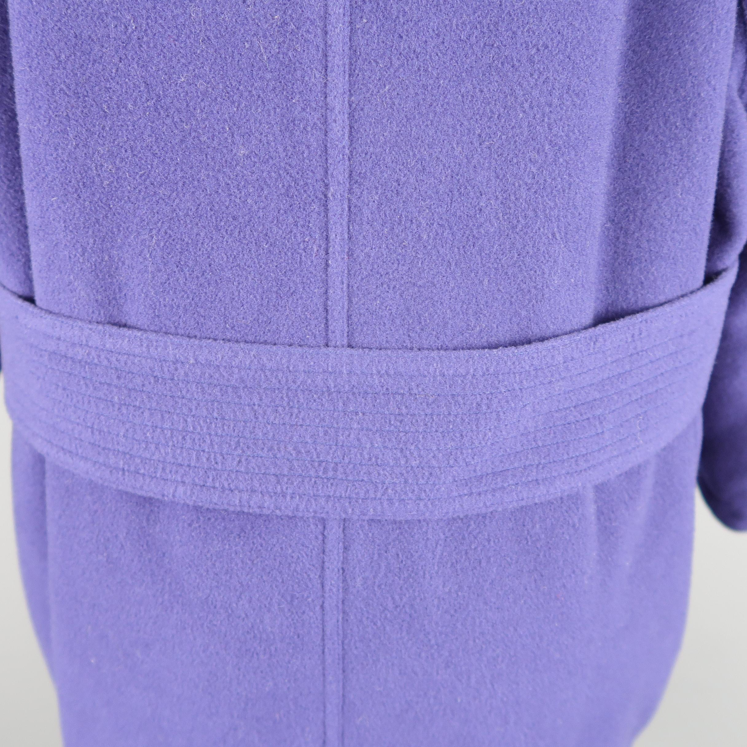 Gianni Versace Purple Wool Fur Collar Medusa Button Coat 6