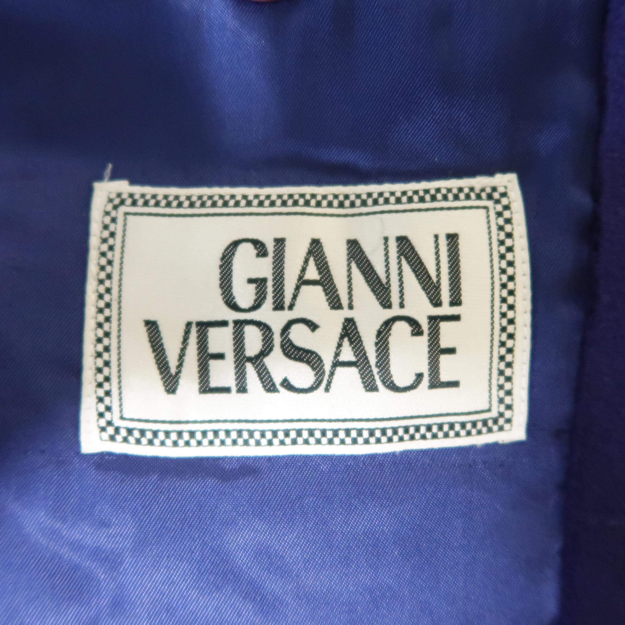 Gianni Versace Purple Wool Fur Collar Medusa Button Coat 7