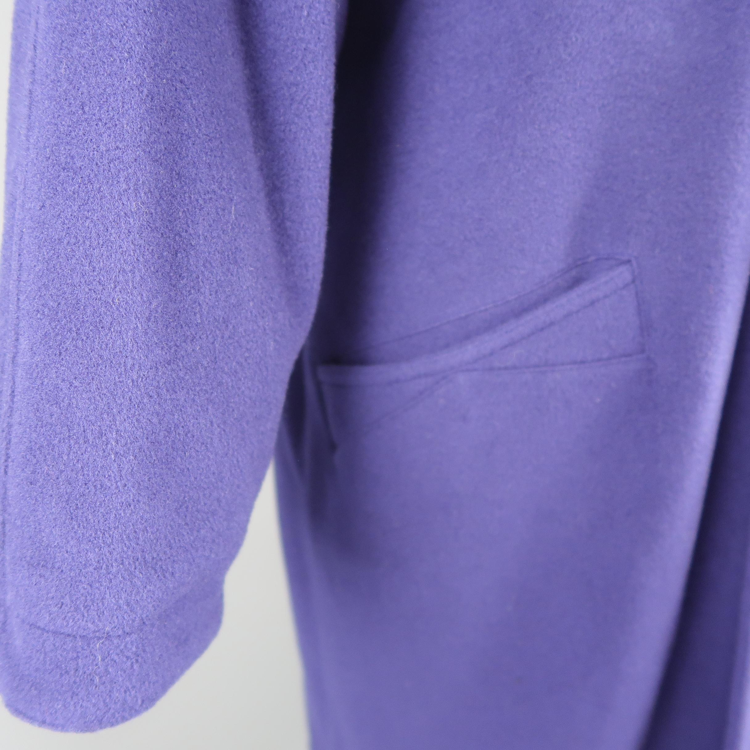 Gianni Versace Purple Wool Fur Collar Medusa Button Coat 1