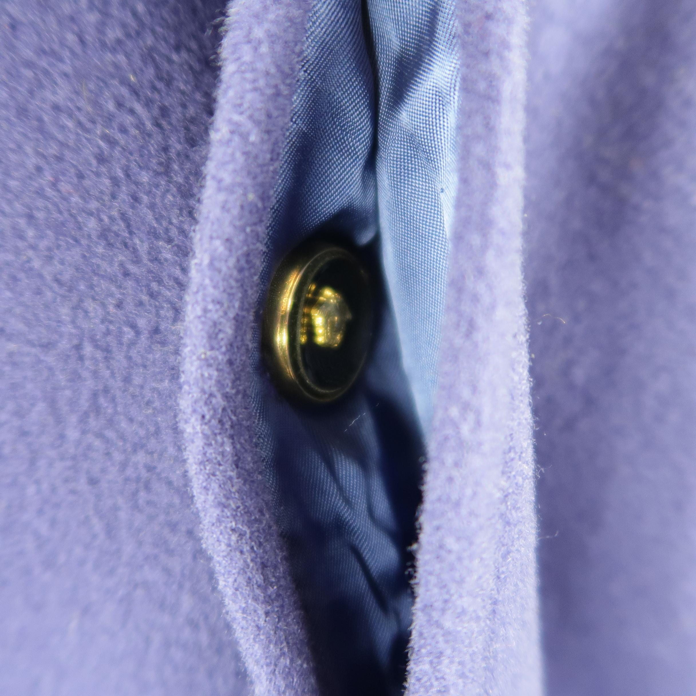 Gianni Versace Purple Wool Fur Collar Medusa Button Coat 2