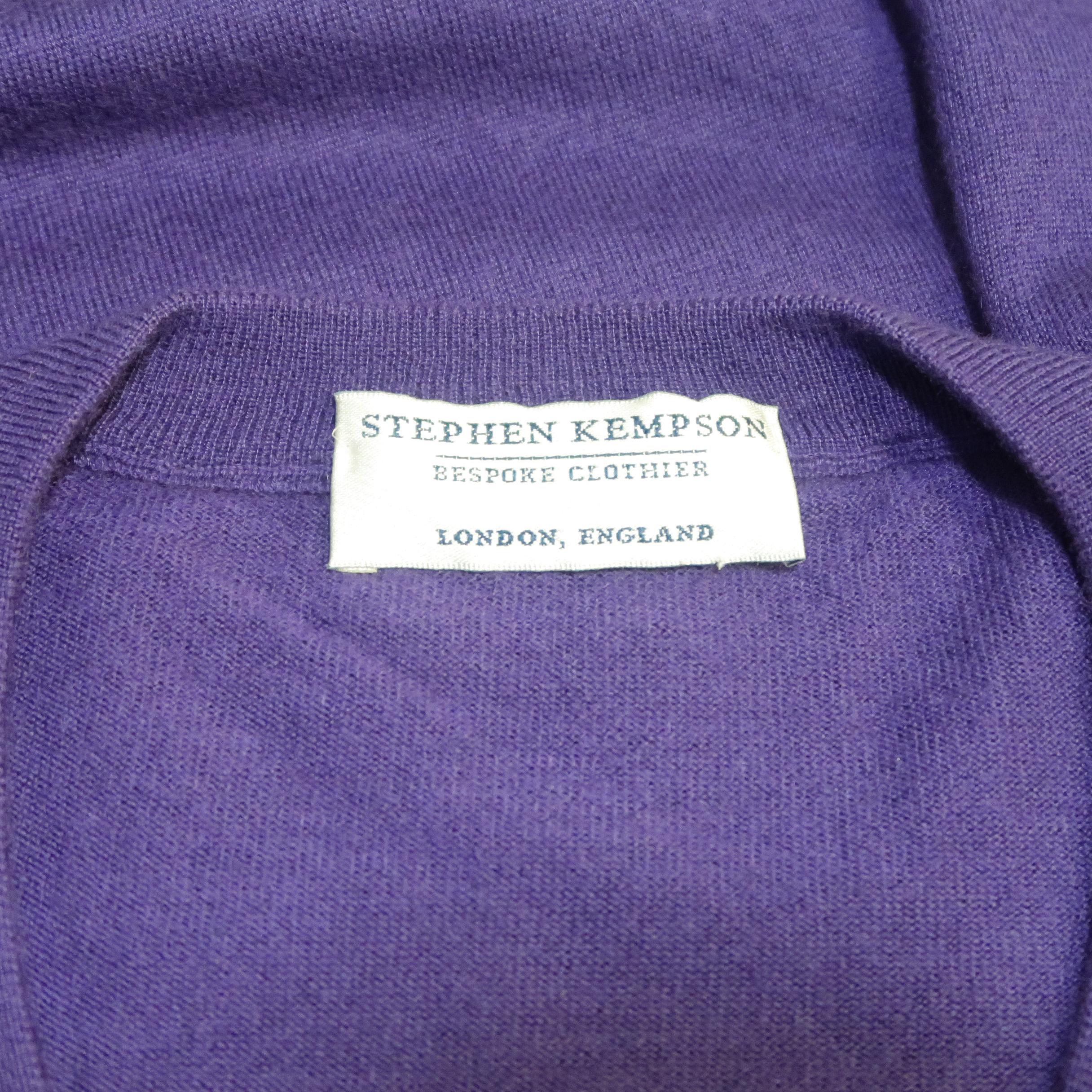 Stephen Kempson Purple Solid Cashmere V-neck Pullover 1