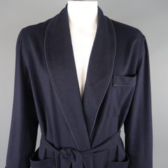 Loro Piana Navy Cashmere Shawl Collar Robe