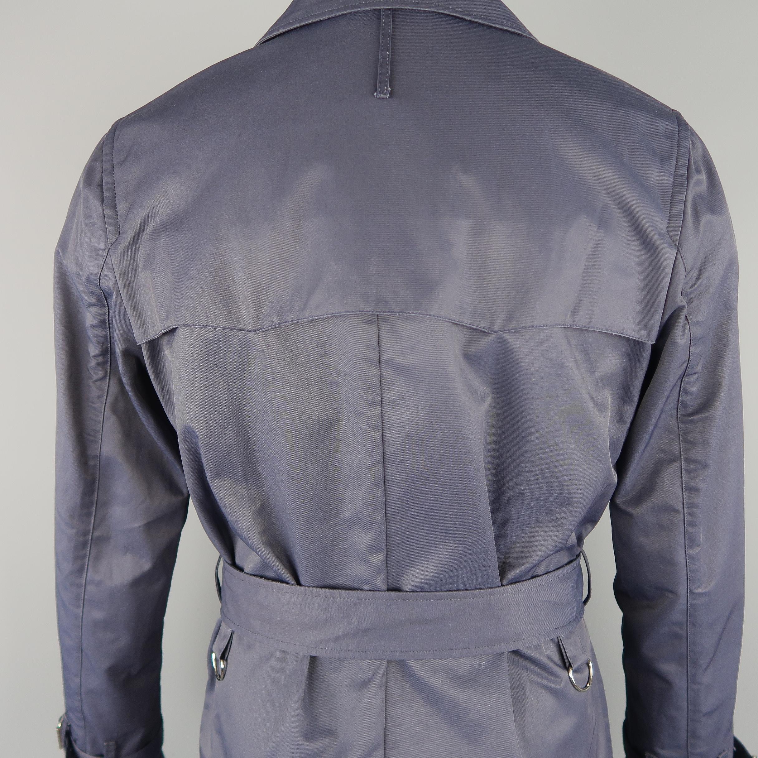 J. Press Trench Coat - US 38 - Navy Cotton / Nylon Hidden Placket Collared  In New Condition In San Francisco, CA