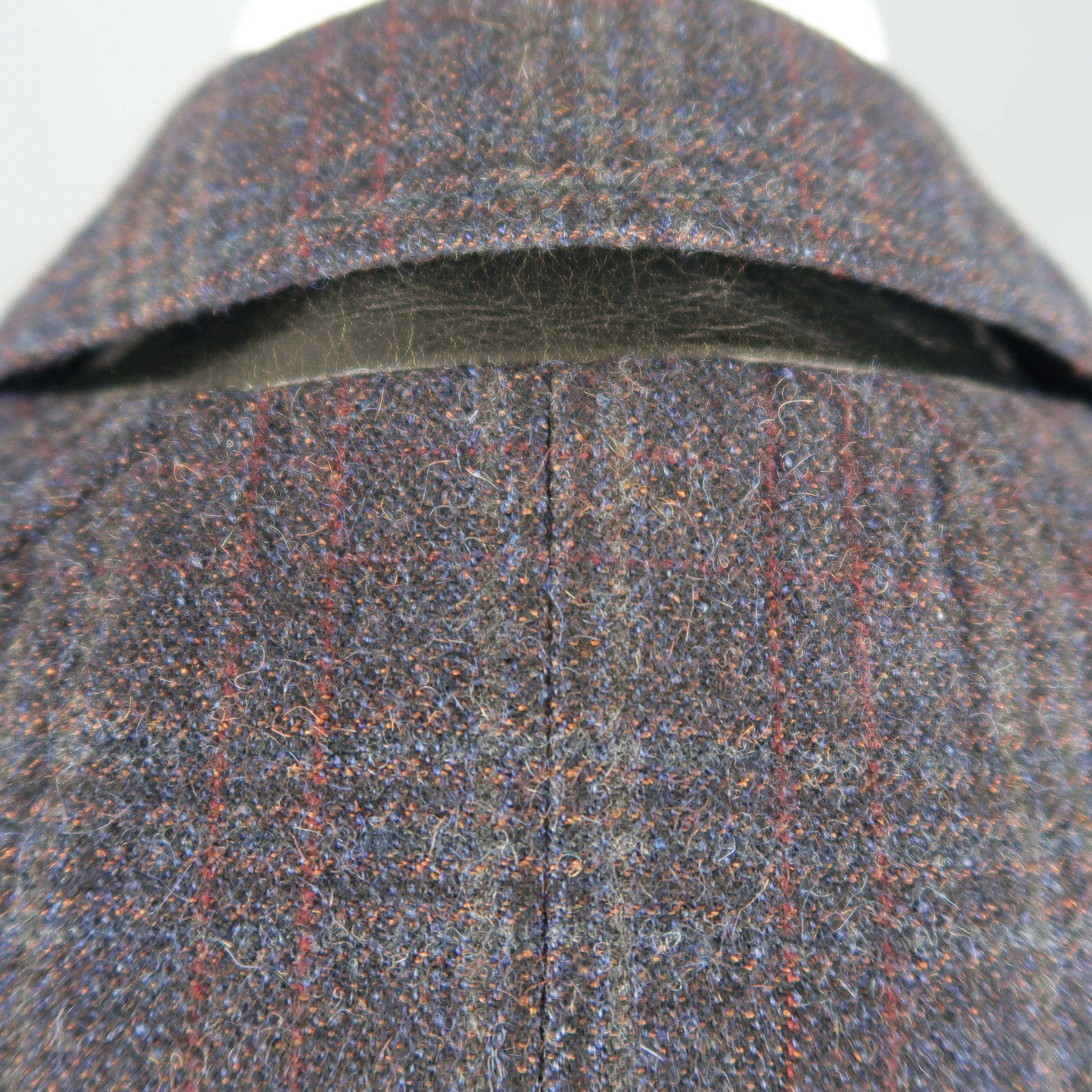 Billy Reid Charcoal Plaid Wool Blend Raglan Sleeve Coat 3