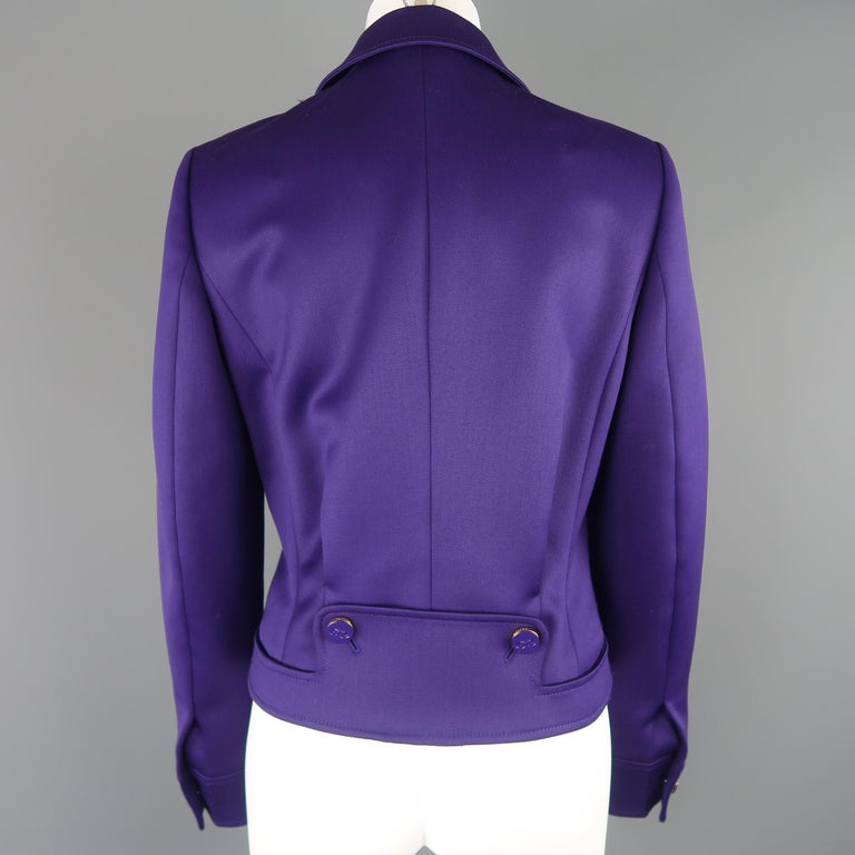 Escada Purple Cropped Pointed Lapel Belted Jacket For Sale at 1stdibs