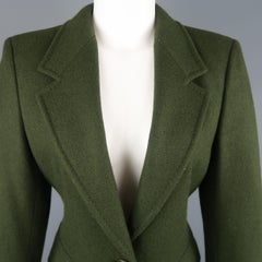Max Mara Green Wool Single Button Blazer Jacket