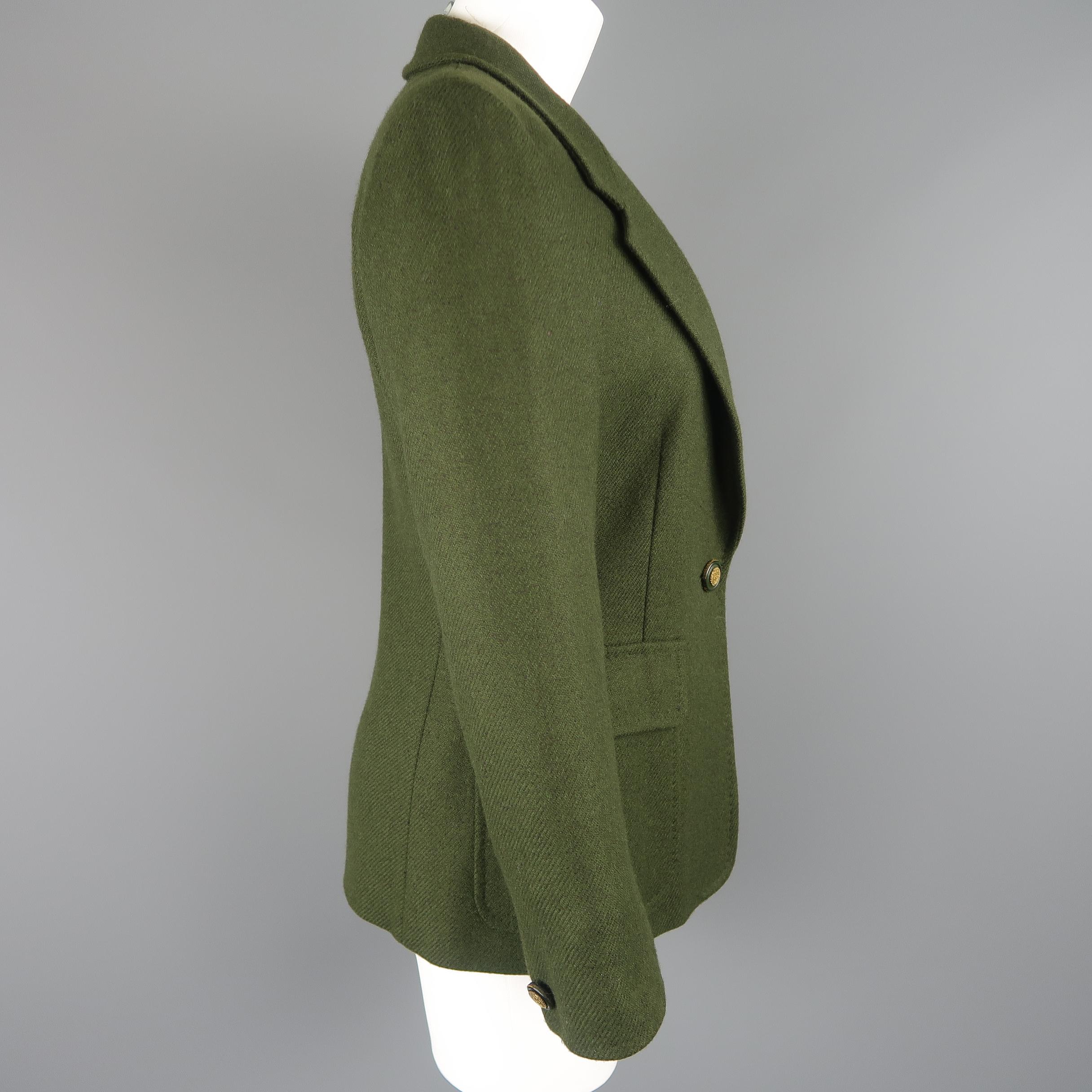Women's Max Mara Green Wool Single Button Blazer Jacket