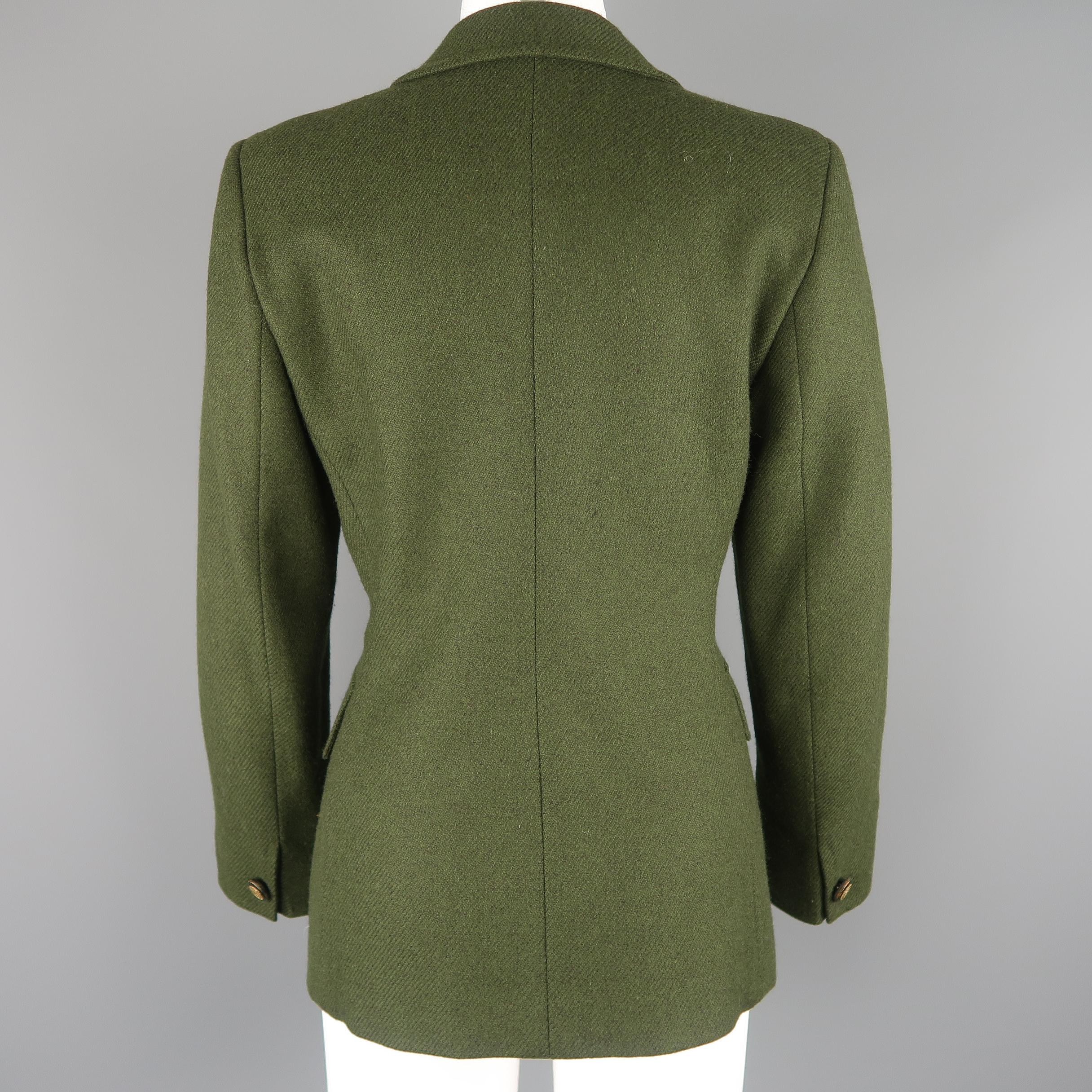 Max Mara Green Wool Single Button Blazer Jacket 2