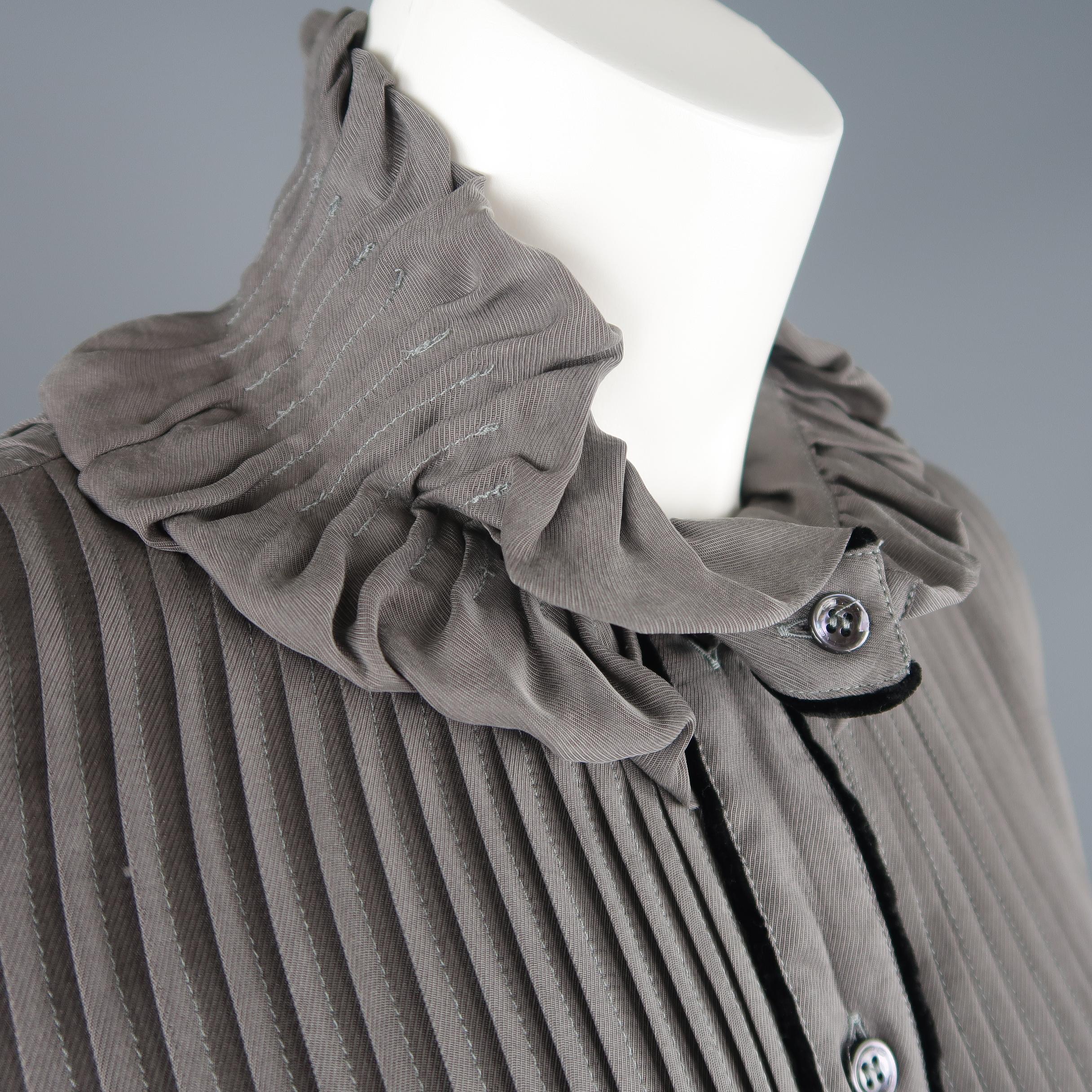 grey ruffle blouse