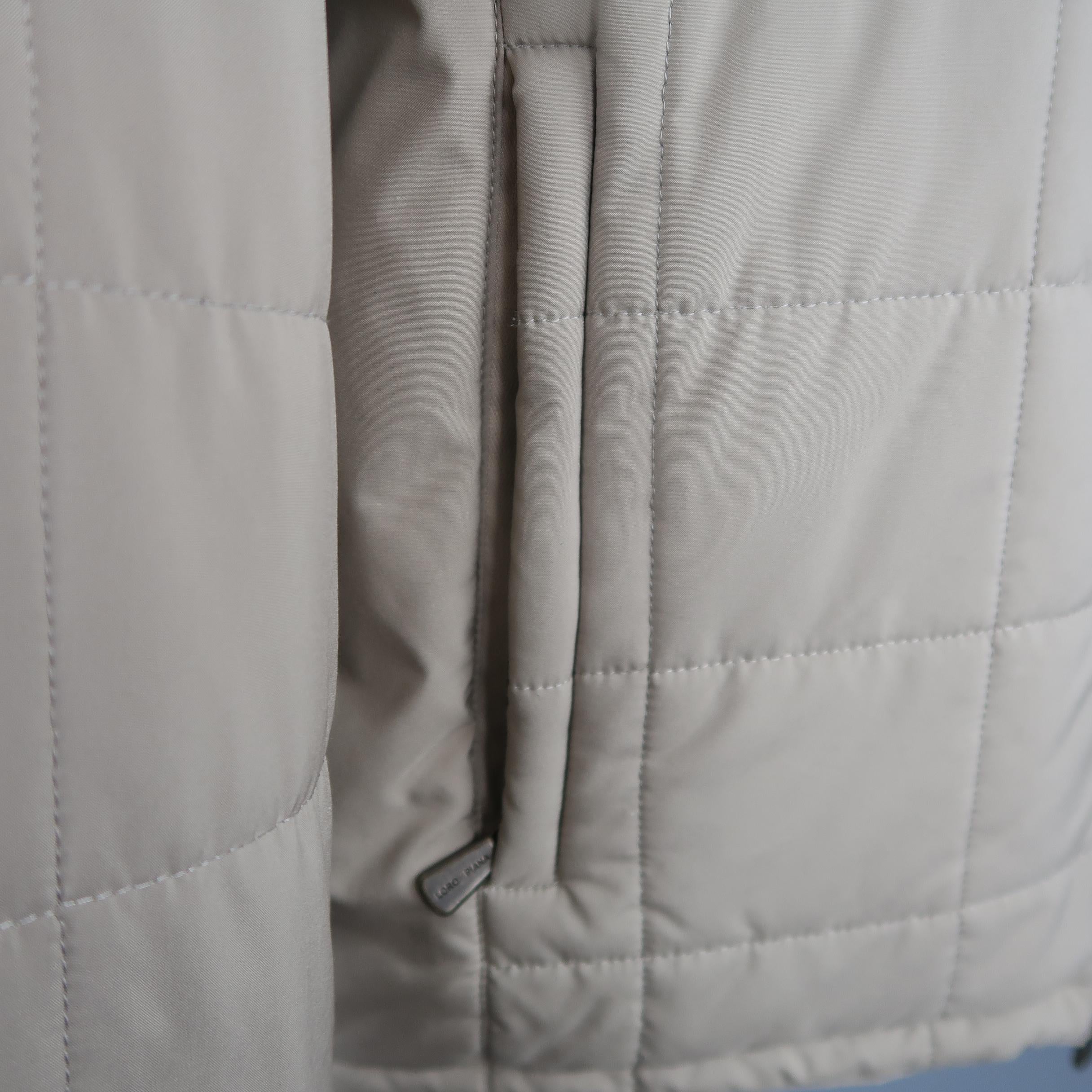 Women's Loro Piana Large - Beige Quilted Suede Trim Jacket