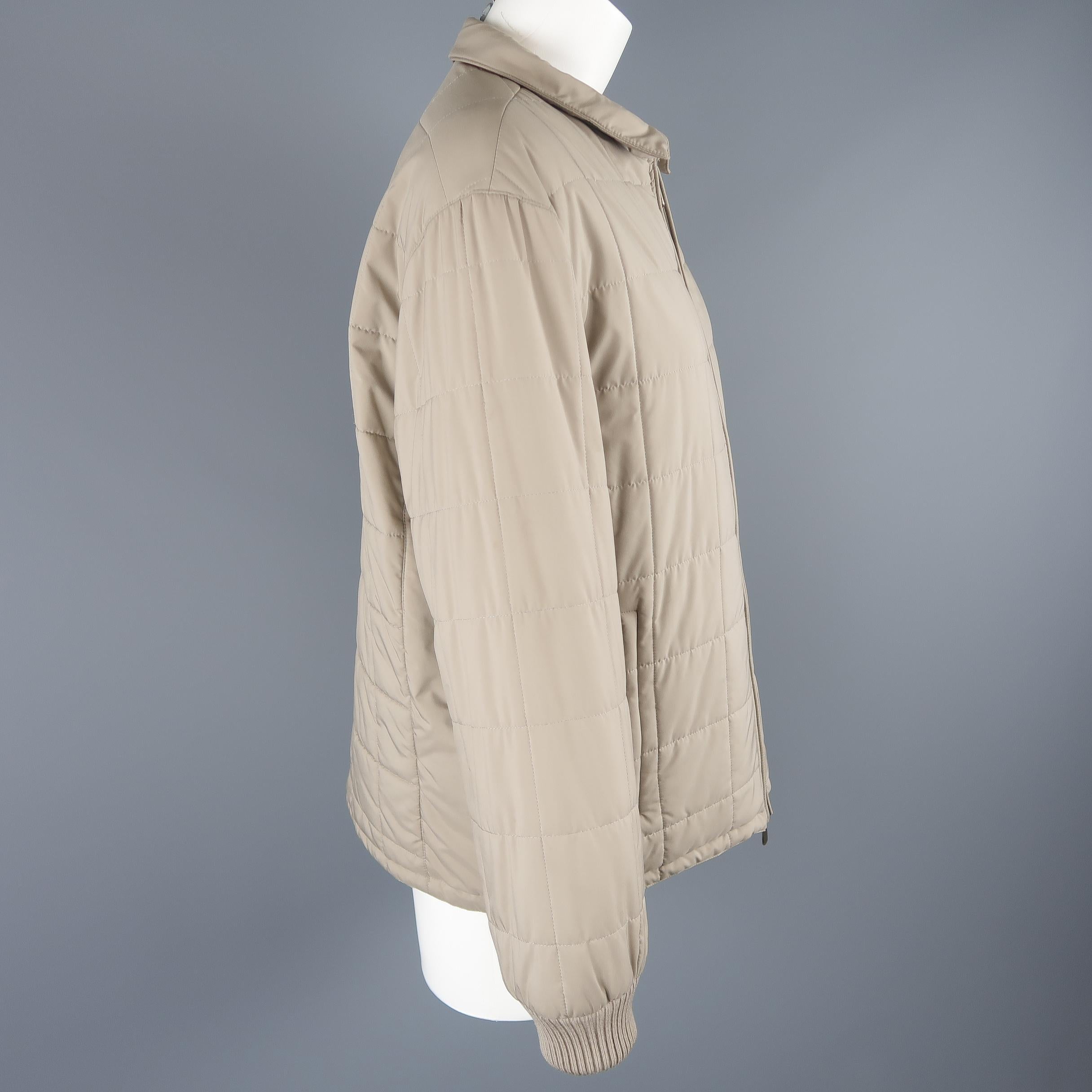 Loro Piana Large - Beige Quilted Suede Trim Jacket 2