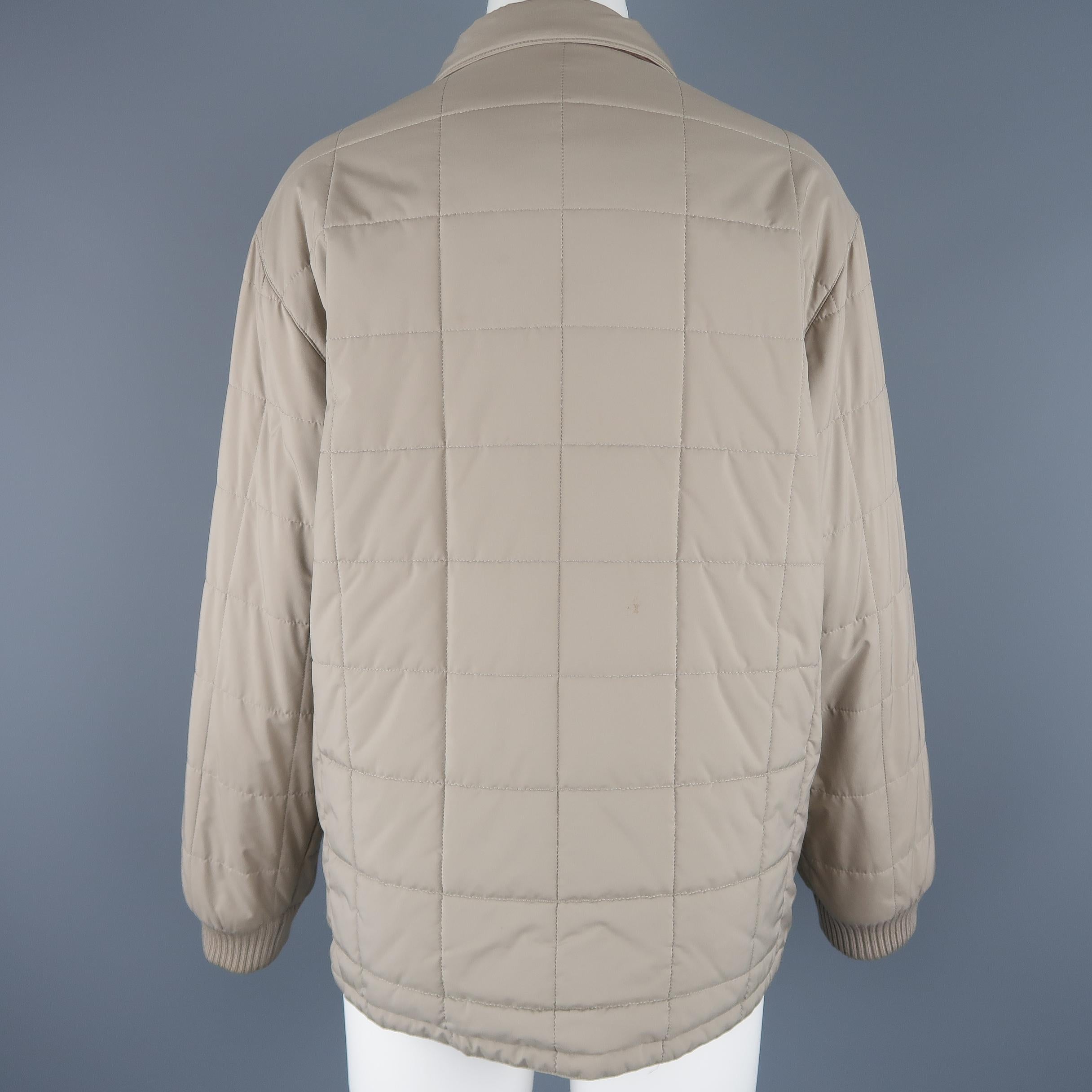 Loro Piana Large - Beige Quilted Suede Trim Jacket 3