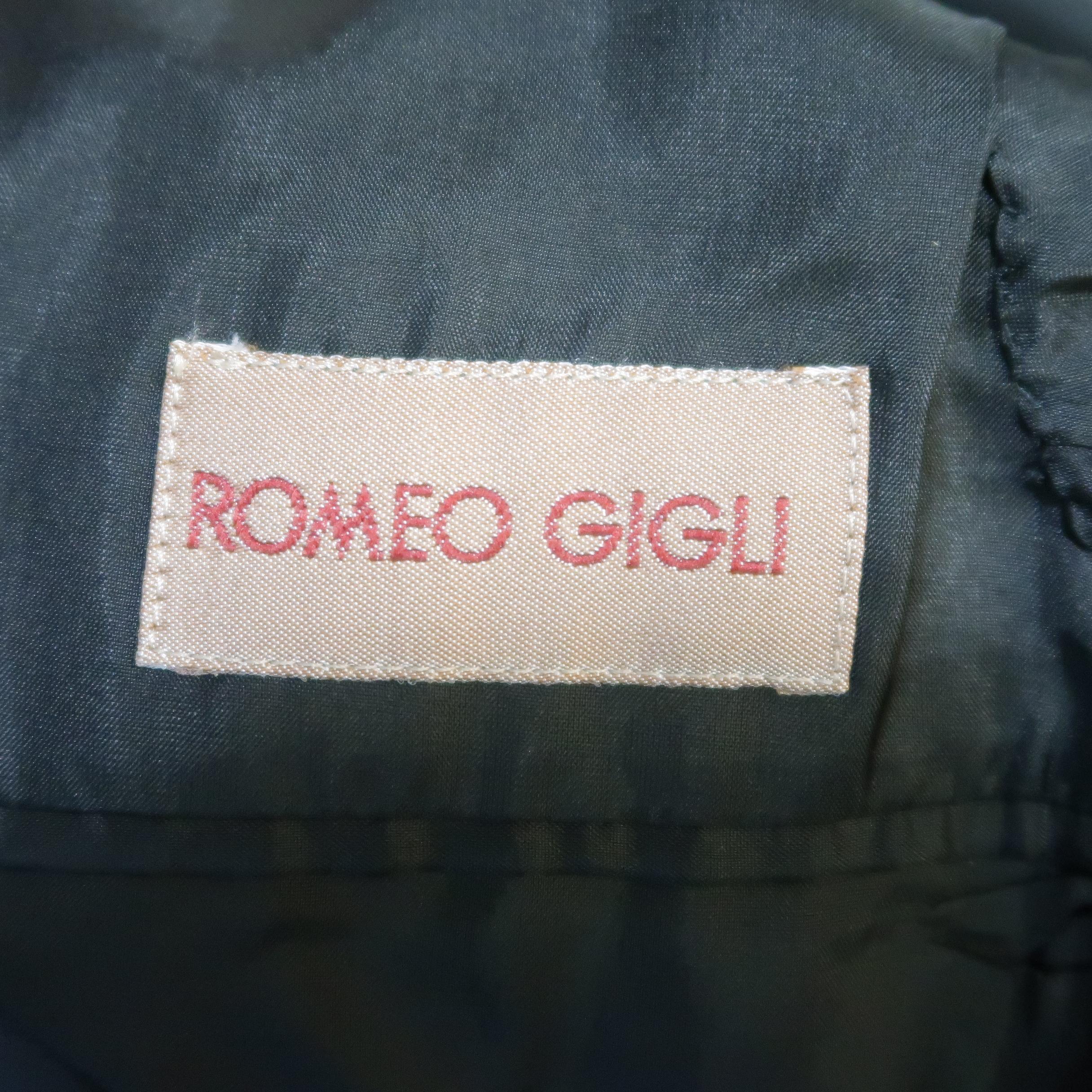 Romeo Gigli Green and Brown Striped Cotton Cascade Peplum Jacket 2
