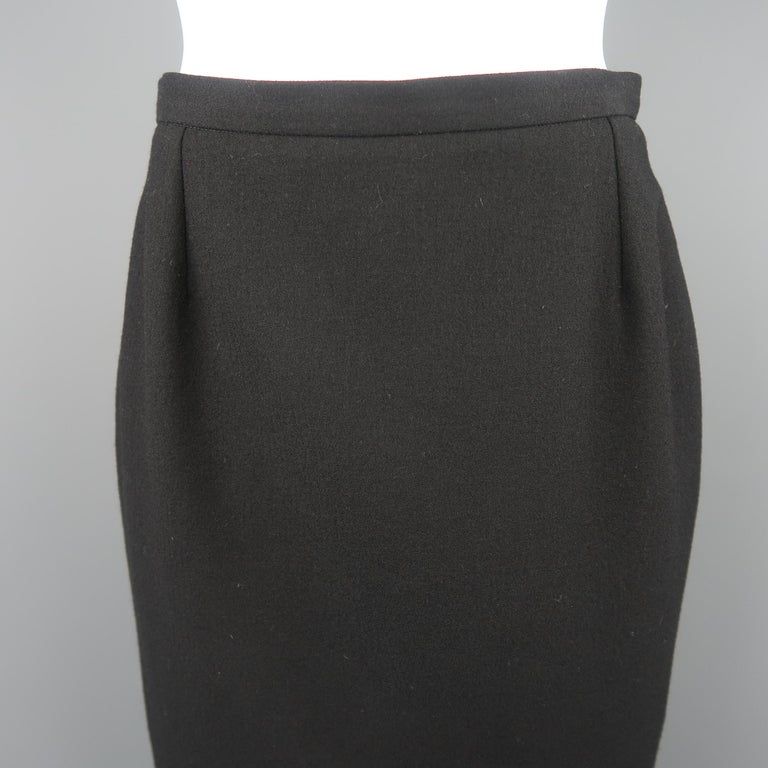 Yves Saint Laurent Vintage Black Wool Classic Pencil Skirt For Sale at ...