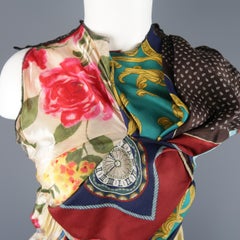 Comme Des Garcons Mixed Scarf Gathered Draped Patchwork Blouse
