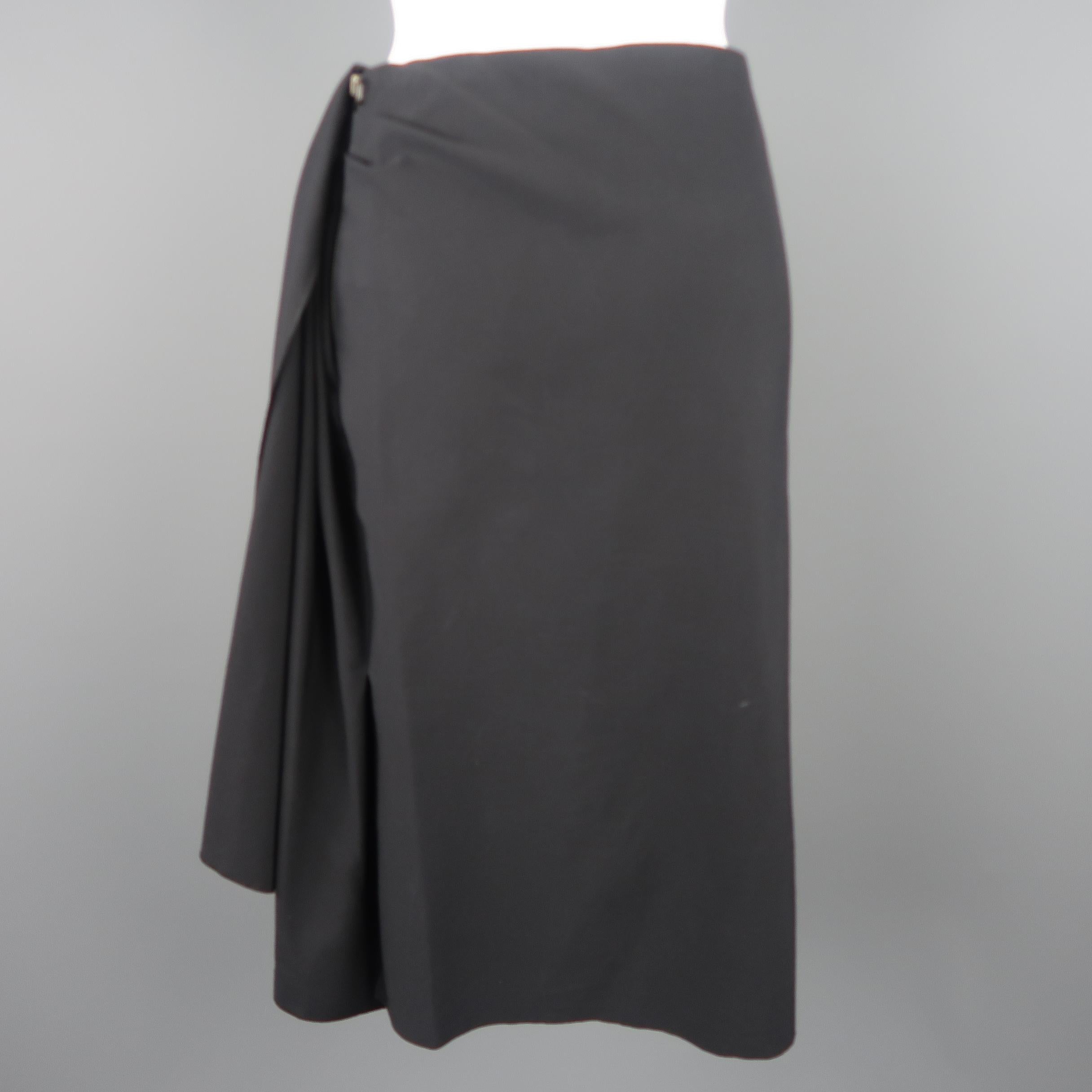 Lanvin Black Wool Draped Asymmetrical Skirt In Good Condition In San Francisco, CA