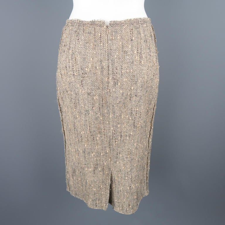 Prada Gray Beige Wool Blend Pencil Skirt at 1stDibs | beige pencil skirt