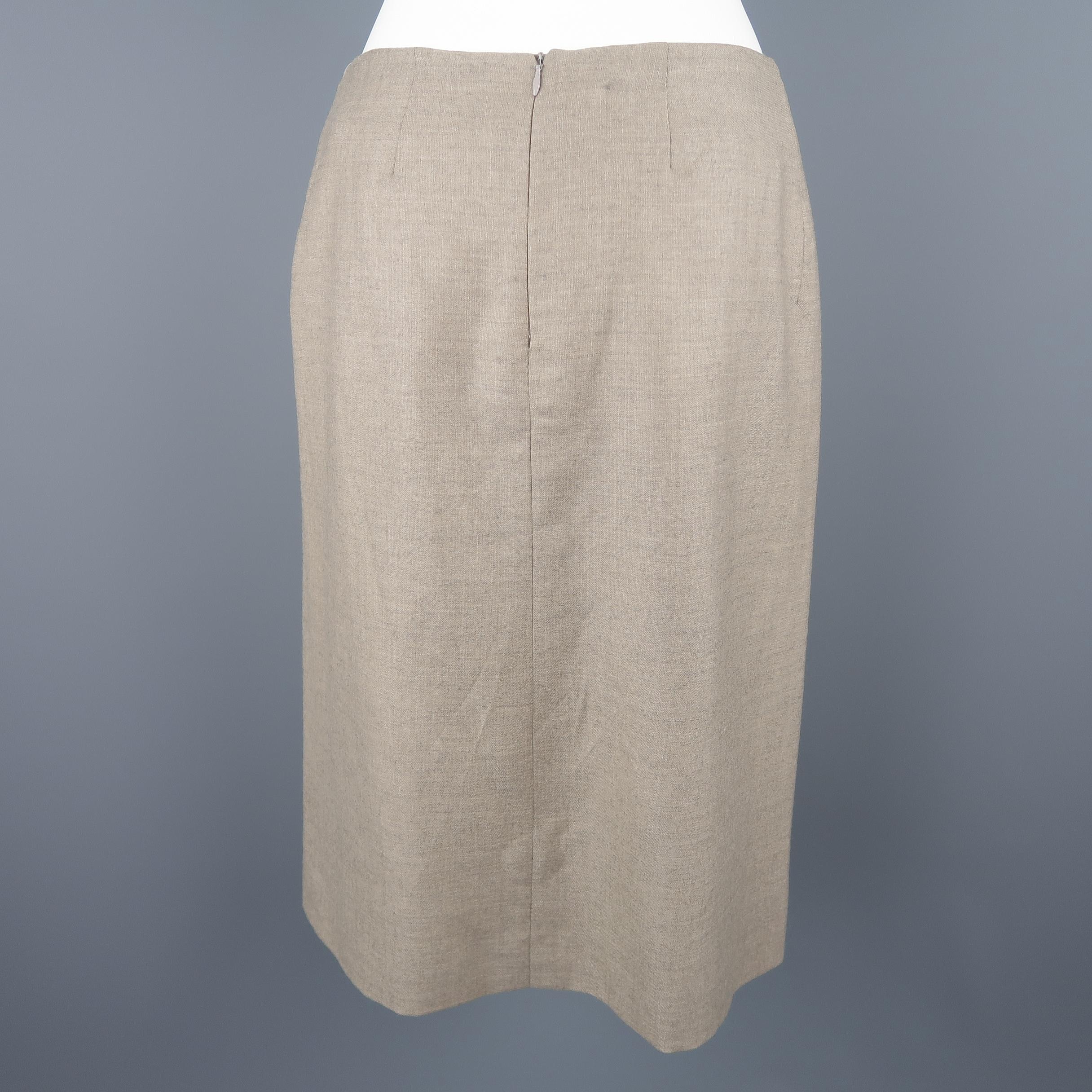 Brown Hermes Taupe Cashmere A-line Skirt